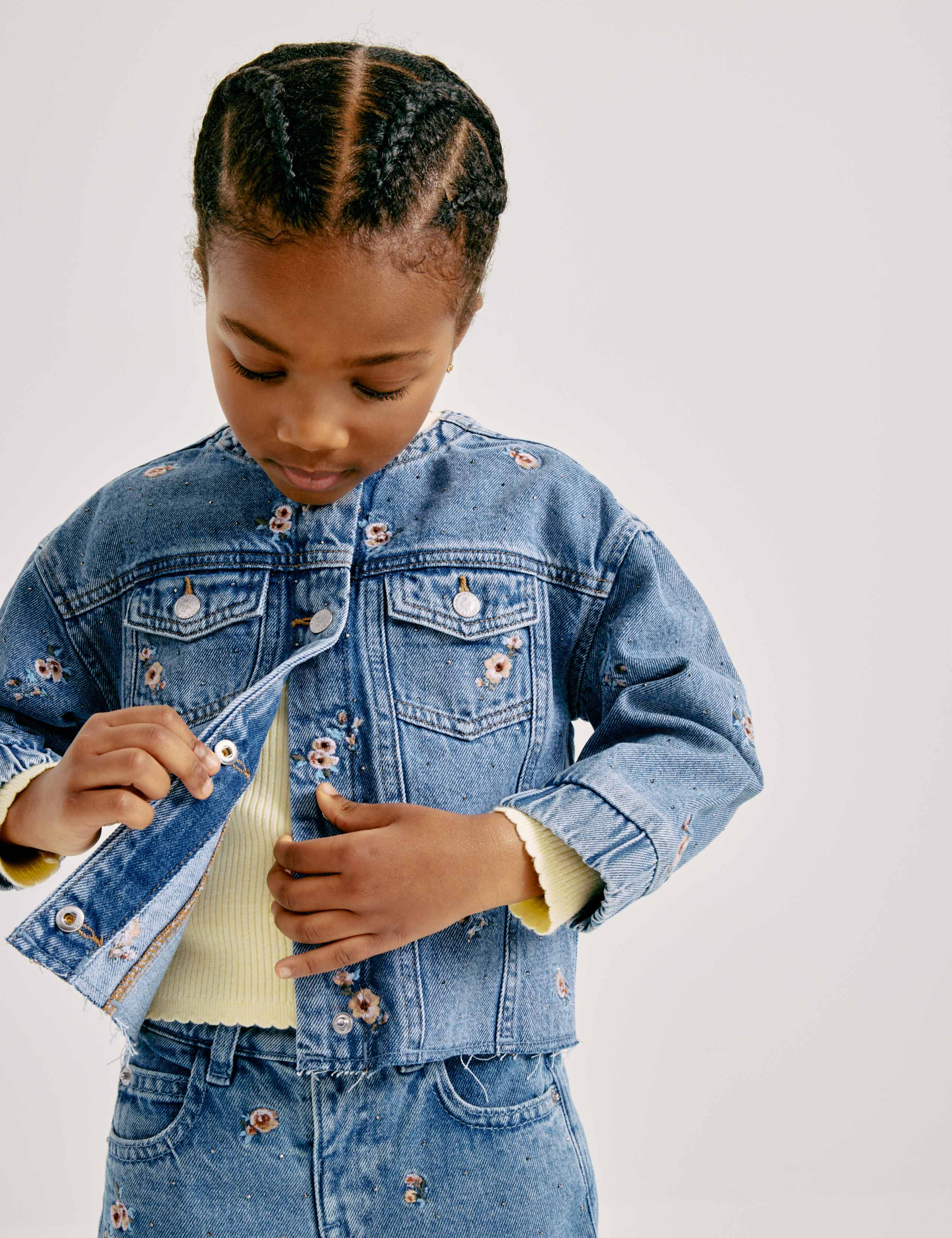 Floral Embroidered Denim Shacket (2-10 Yrs) 5 of 9