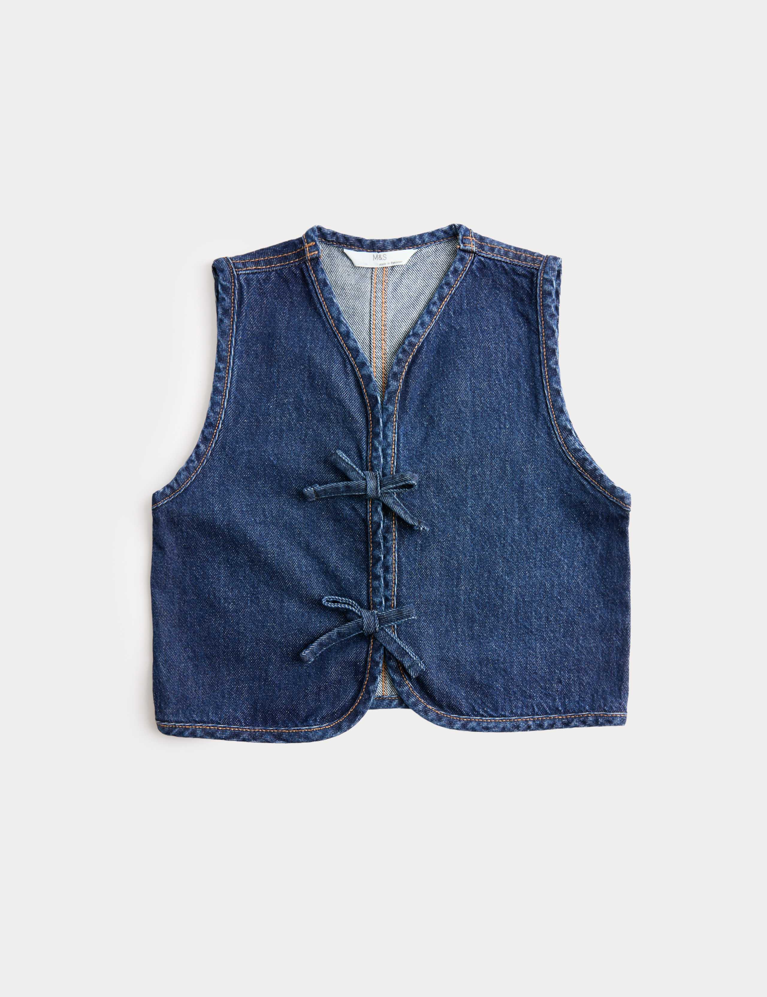 Tie Front Denim Waistcoat (2-10 Yrs) 2 of 5