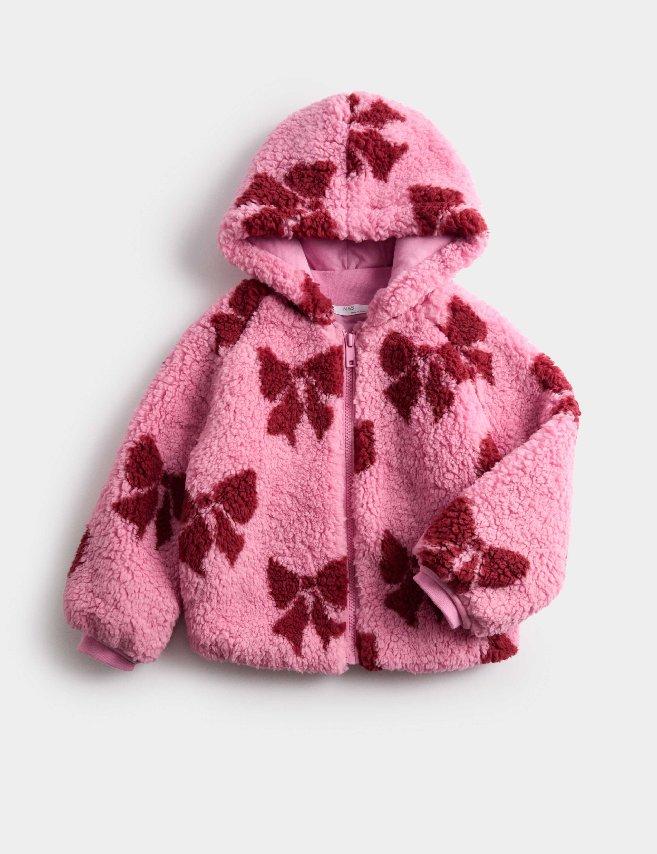 Borg Pink Bow Jacket (2-8 Yrs) 1 of 2