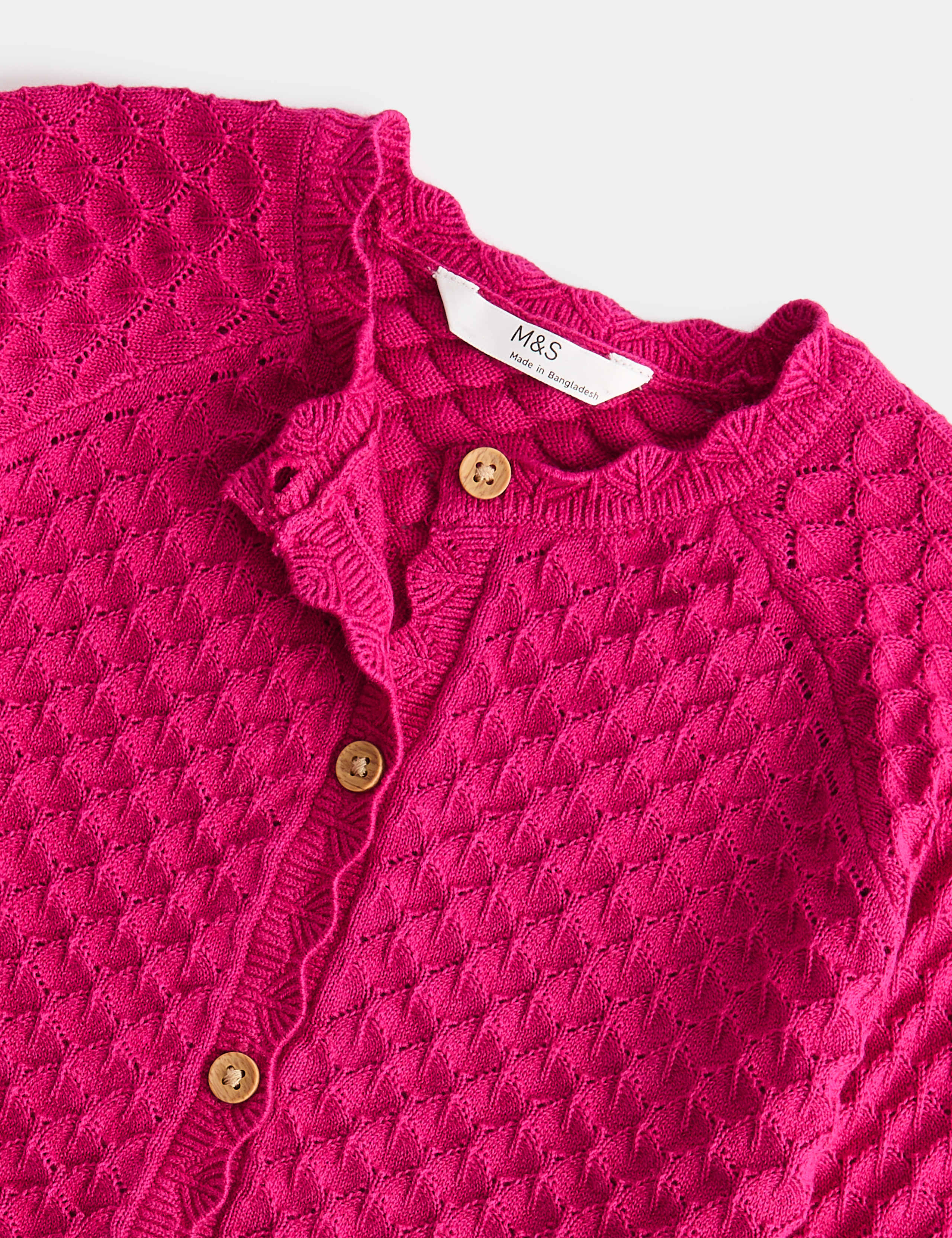 Pure Cotton Pointelle Cardigan (2-8 Yrs) 2 of 2