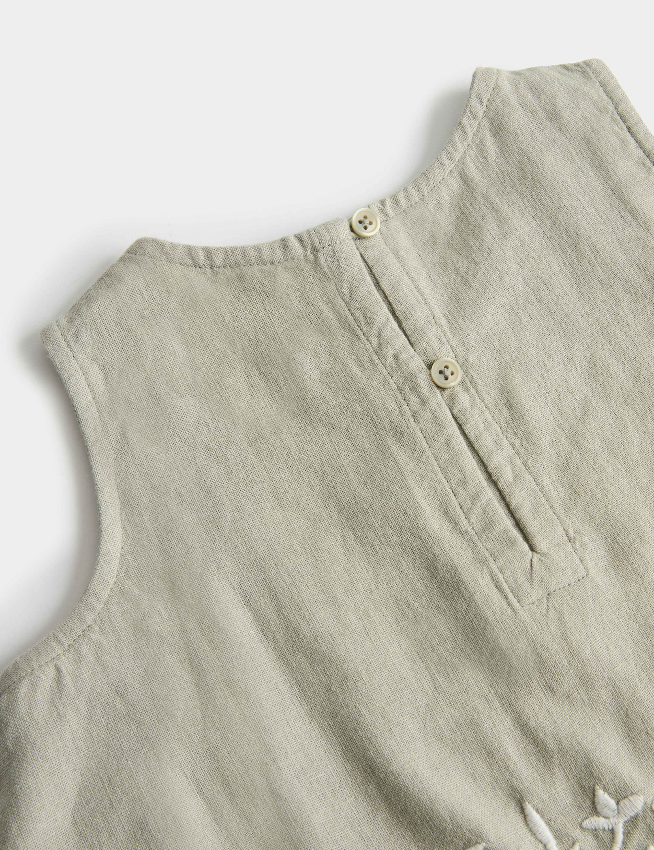 Linen Blend Embroidered Outfit (2-10 Yrs) 3 of 3