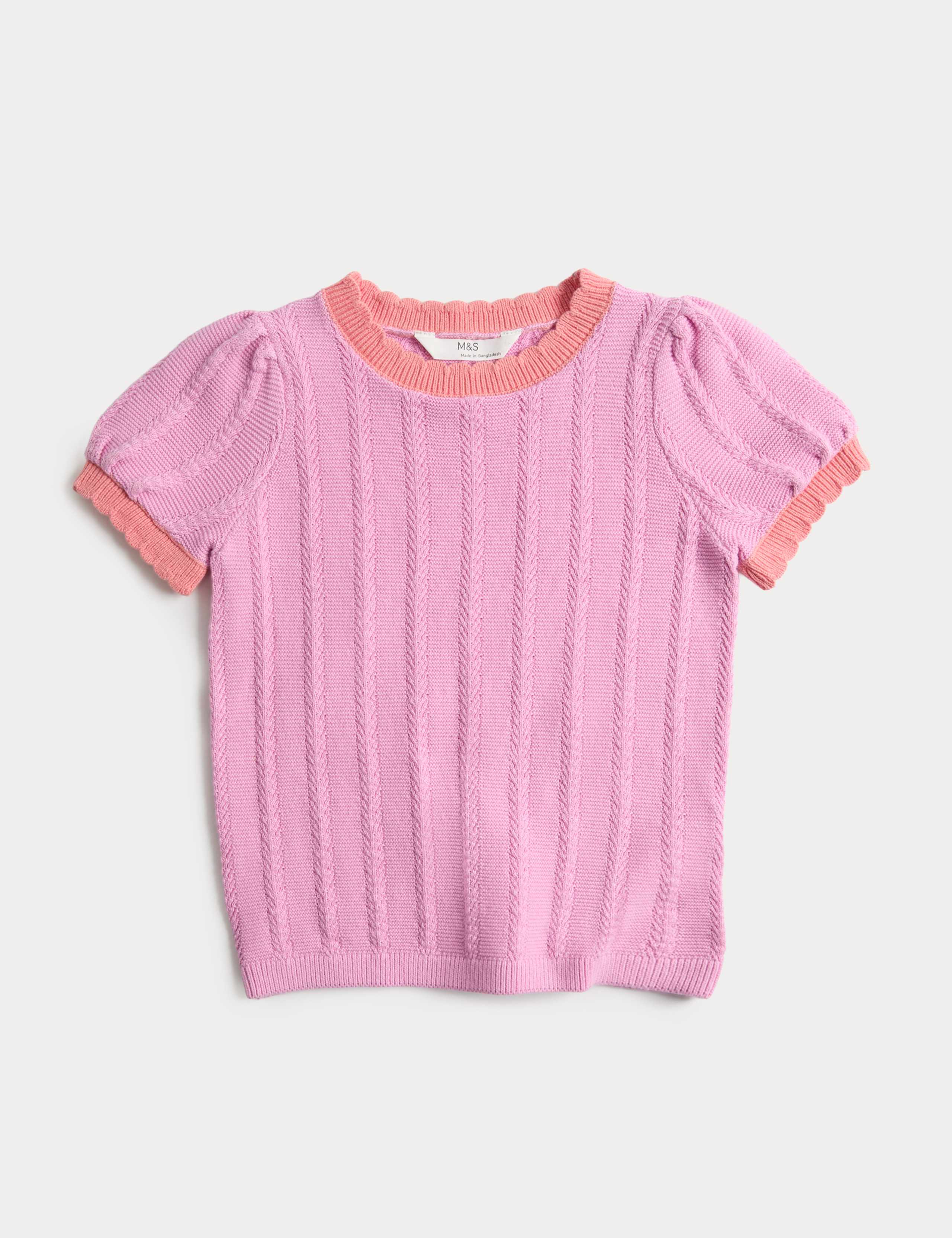 Pure Cotton Ribbed Knitted Top (2-10 Yrs) 1 of 2