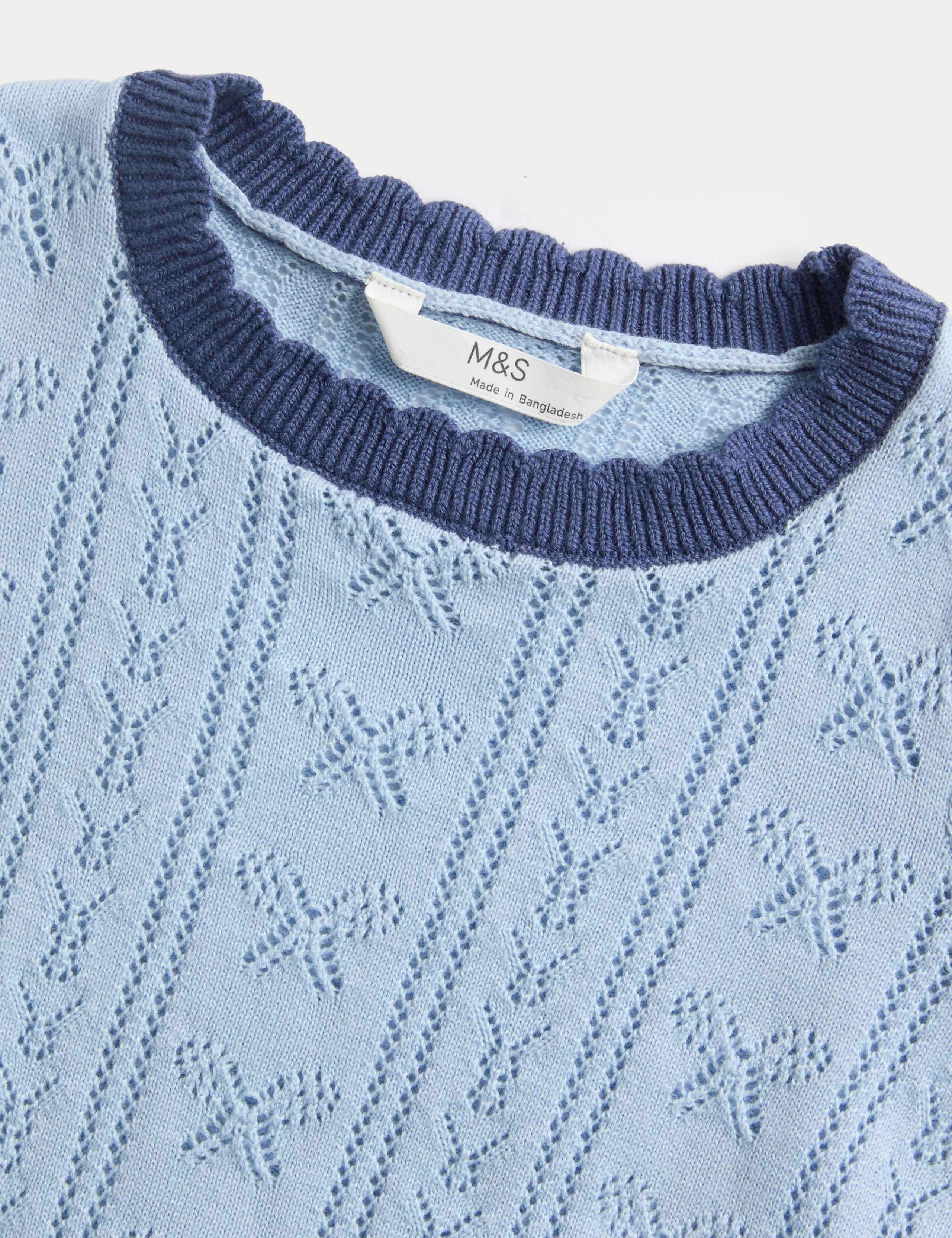 Pure Cotton Pointelle Knitted Top (2-10 Yrs) 2 of 2