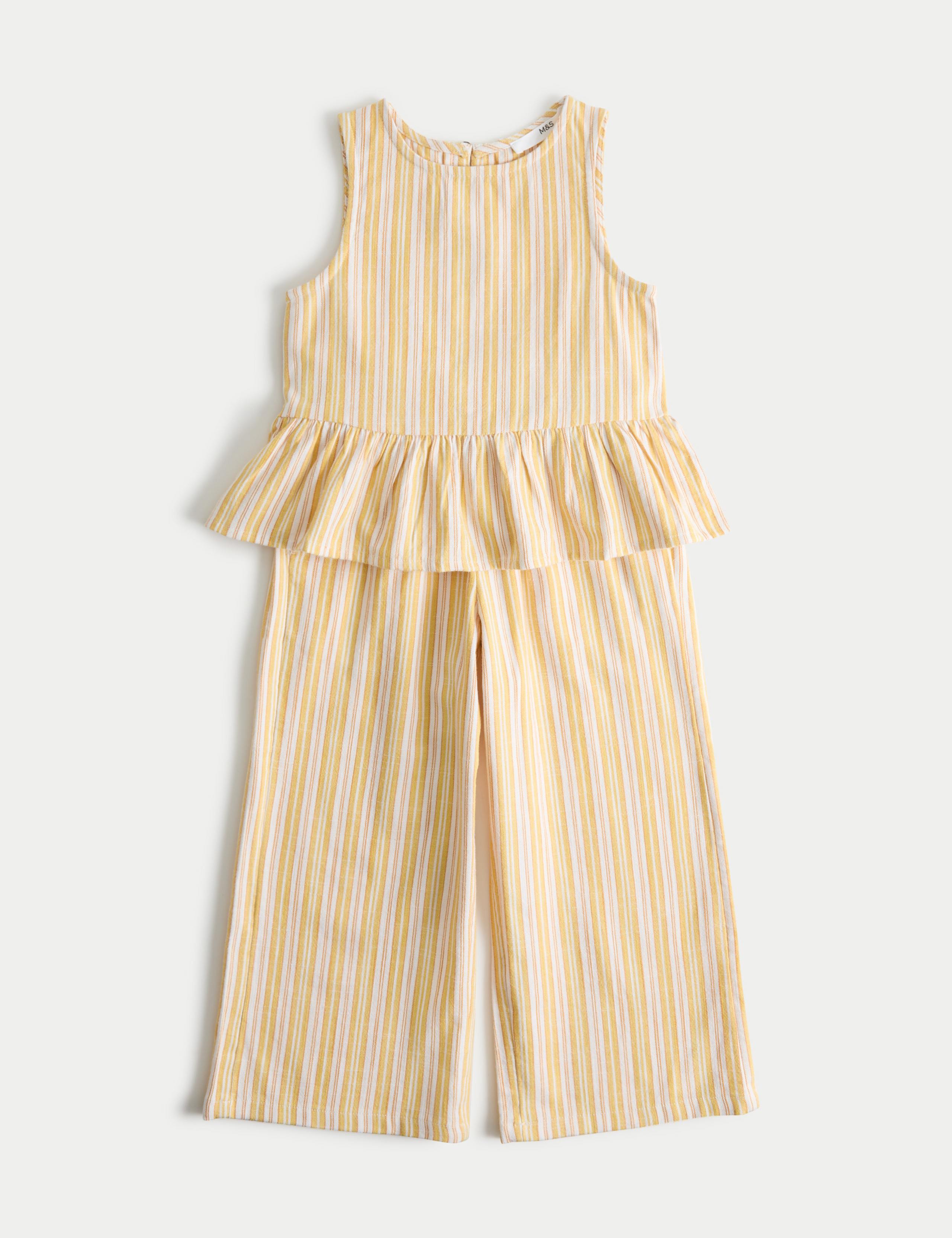 Cotton Rich Stripe Trouser Set (2-10 Yrs) 1 of 3