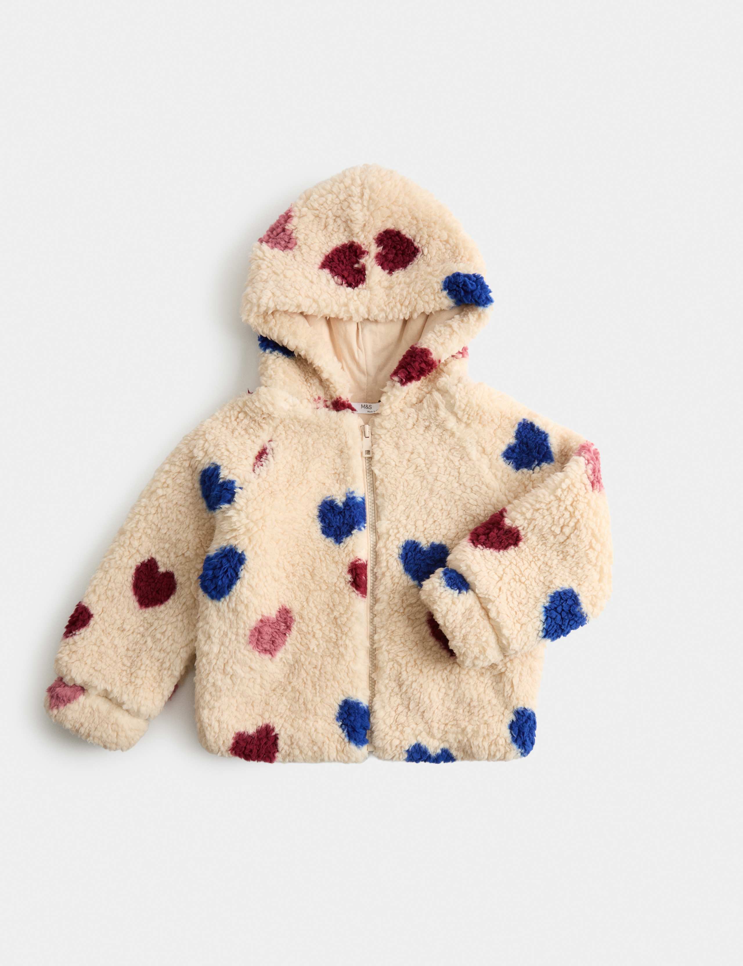 Heart Print Borg Jacket (2-10 Yrs) 1 of 2