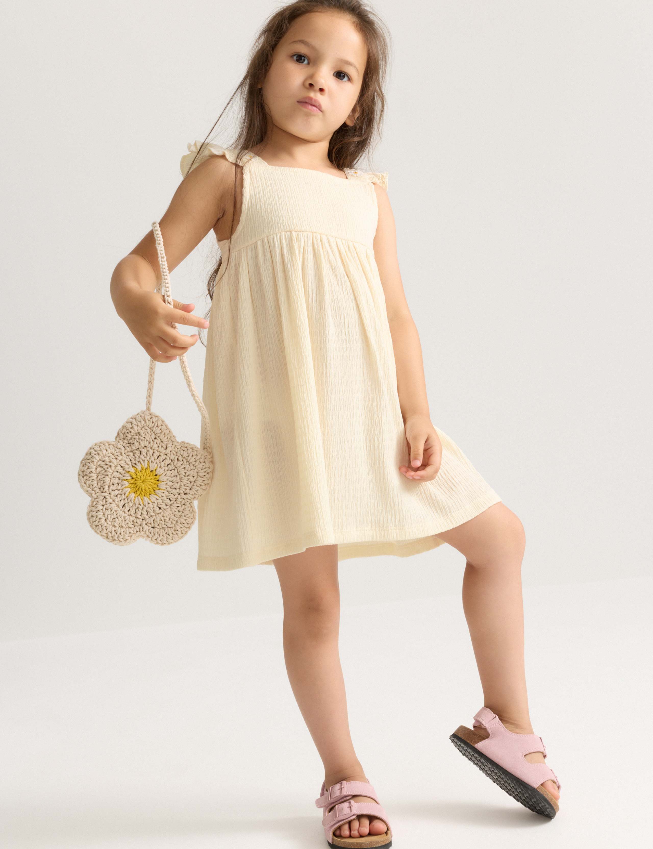 Embroidered Textured Frill Detail Dress (2-8 Yrs) 3 of 7