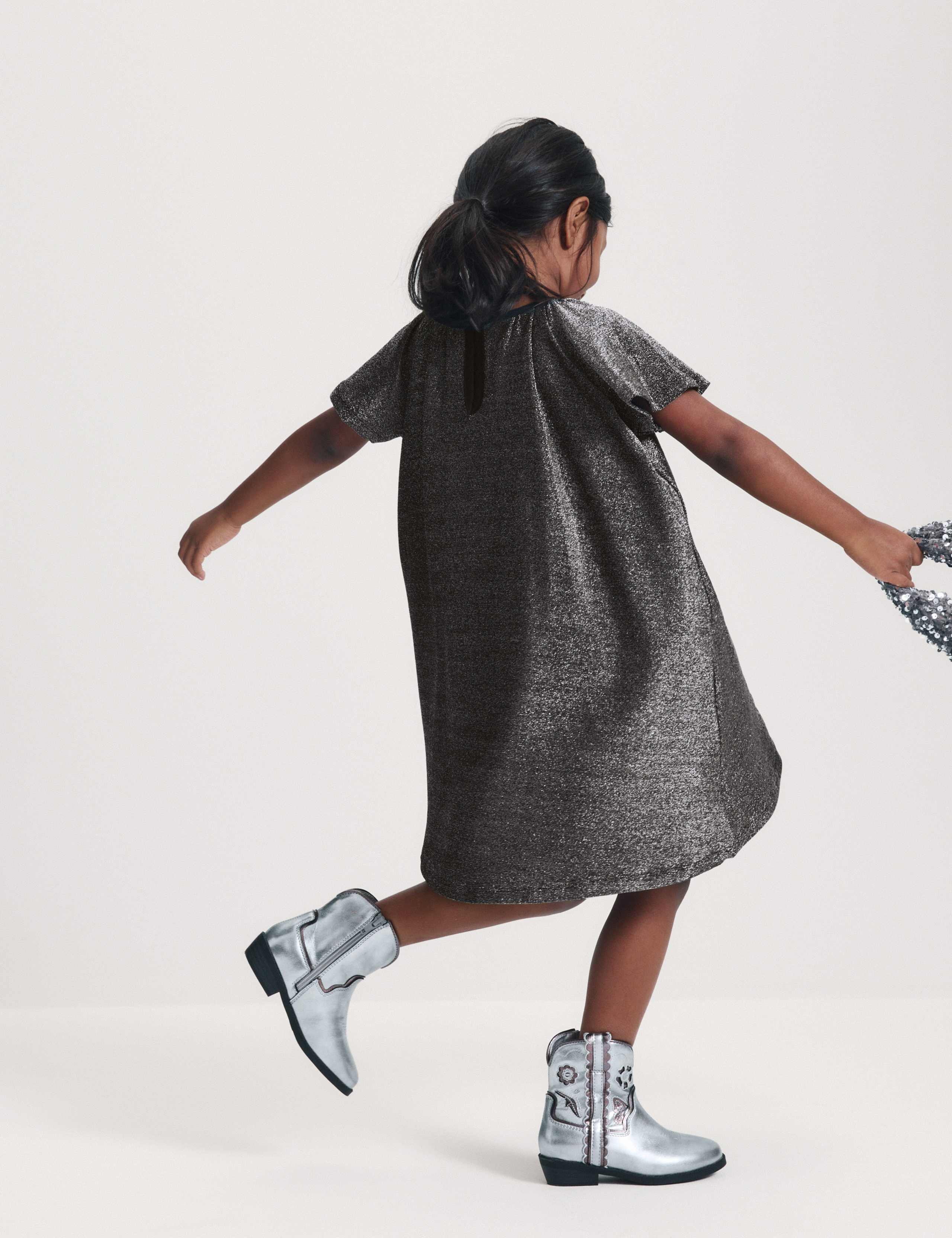 Short Sleeve Sparkly Round Neck Dress (2-8 Yrs) 4 of 7