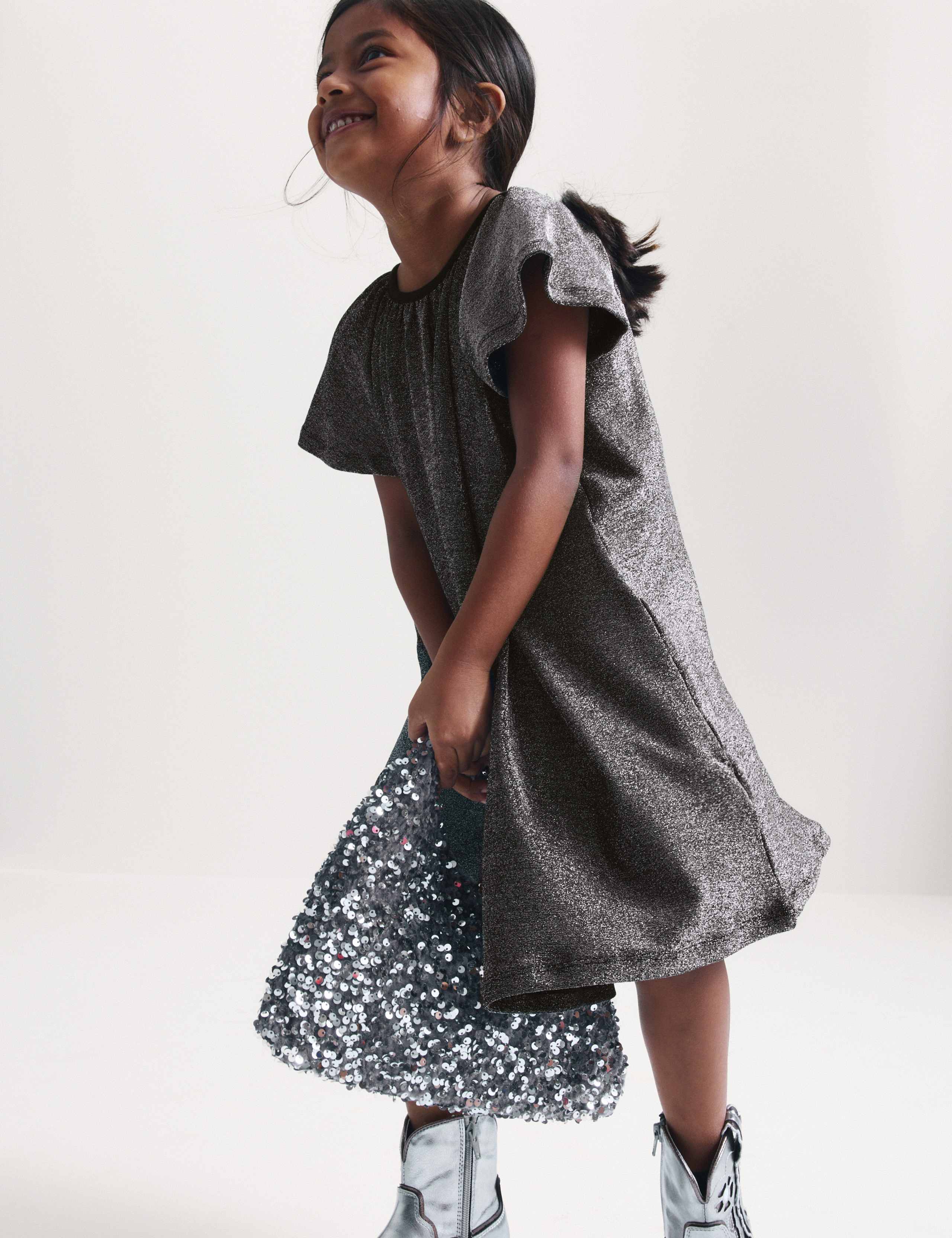 Short Sleeve Sparkly Round Neck Dress (2-8 Yrs) 6 of 7