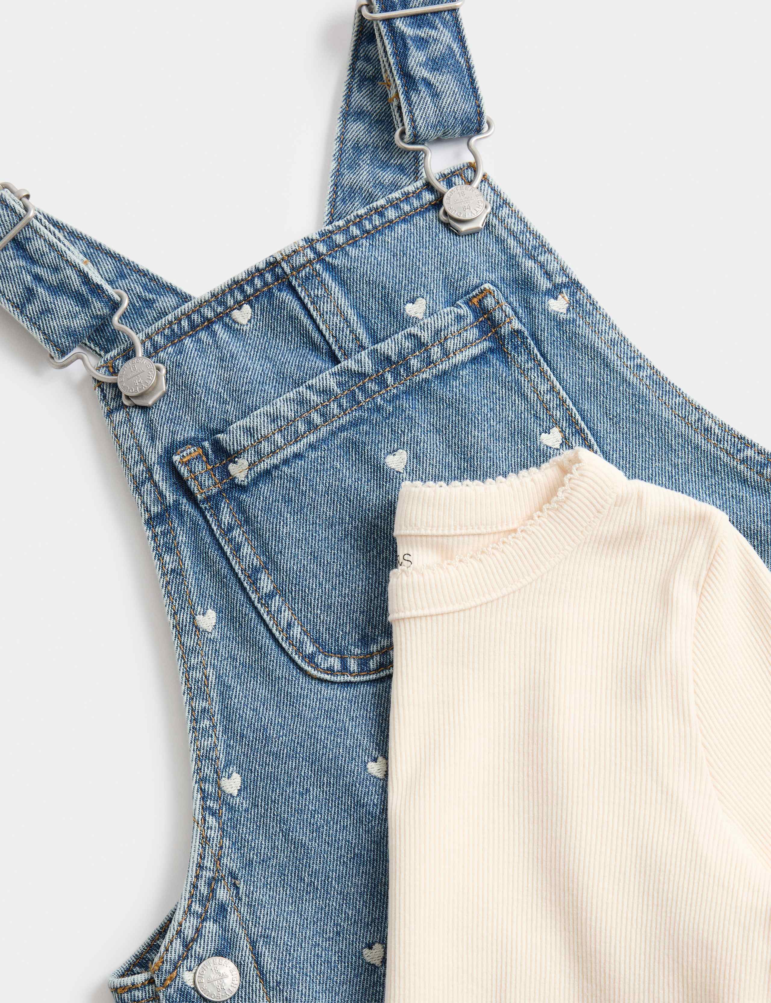 2 Piece Heart Embroidered Dungarees Outfit (2-8 Yrs) 8 of 8