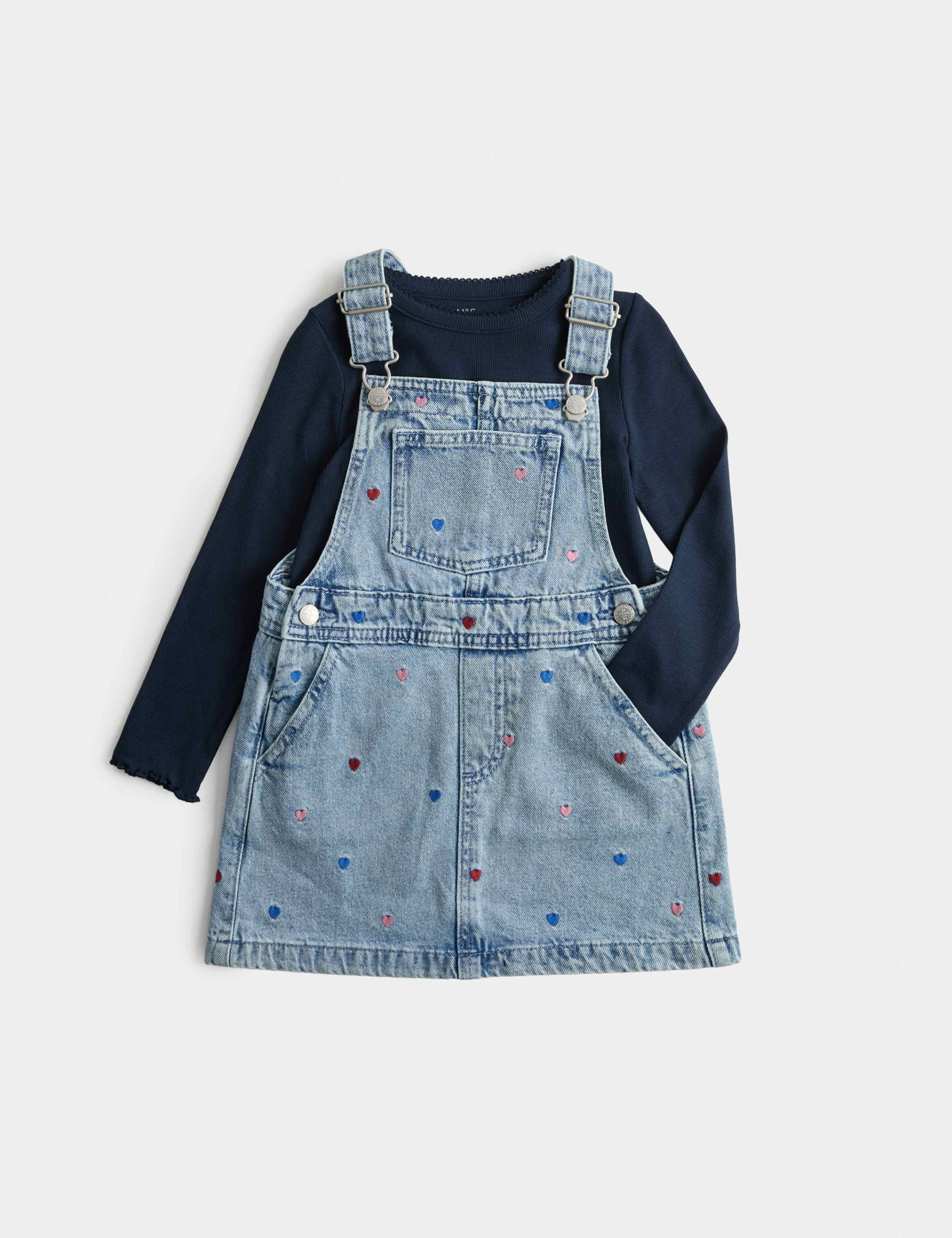 2pc Denim Heart Pinafore 2 of 8