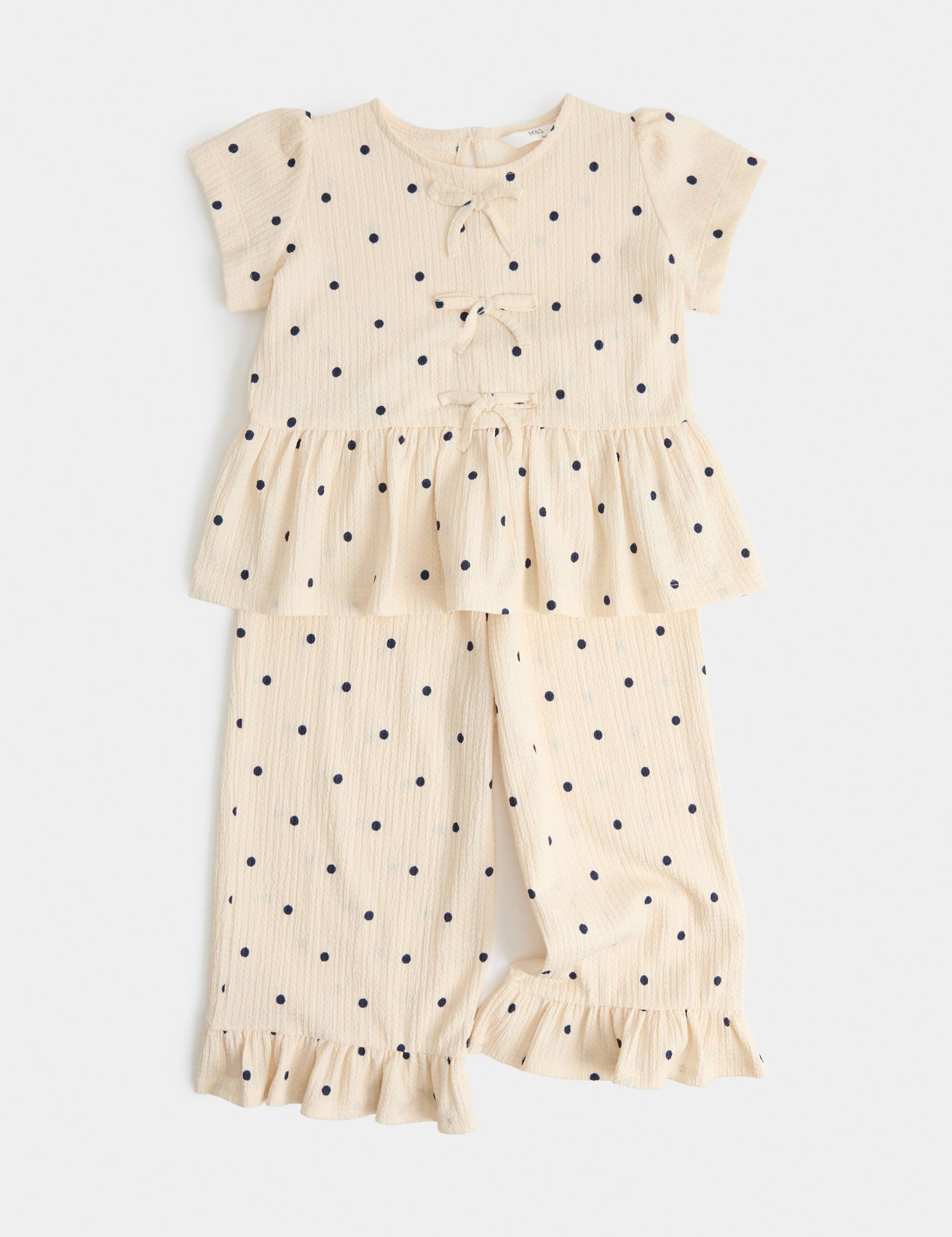 2 Piece Textured Jersey Polka Dot Outfit (2-8 Yrs) 1 of 2