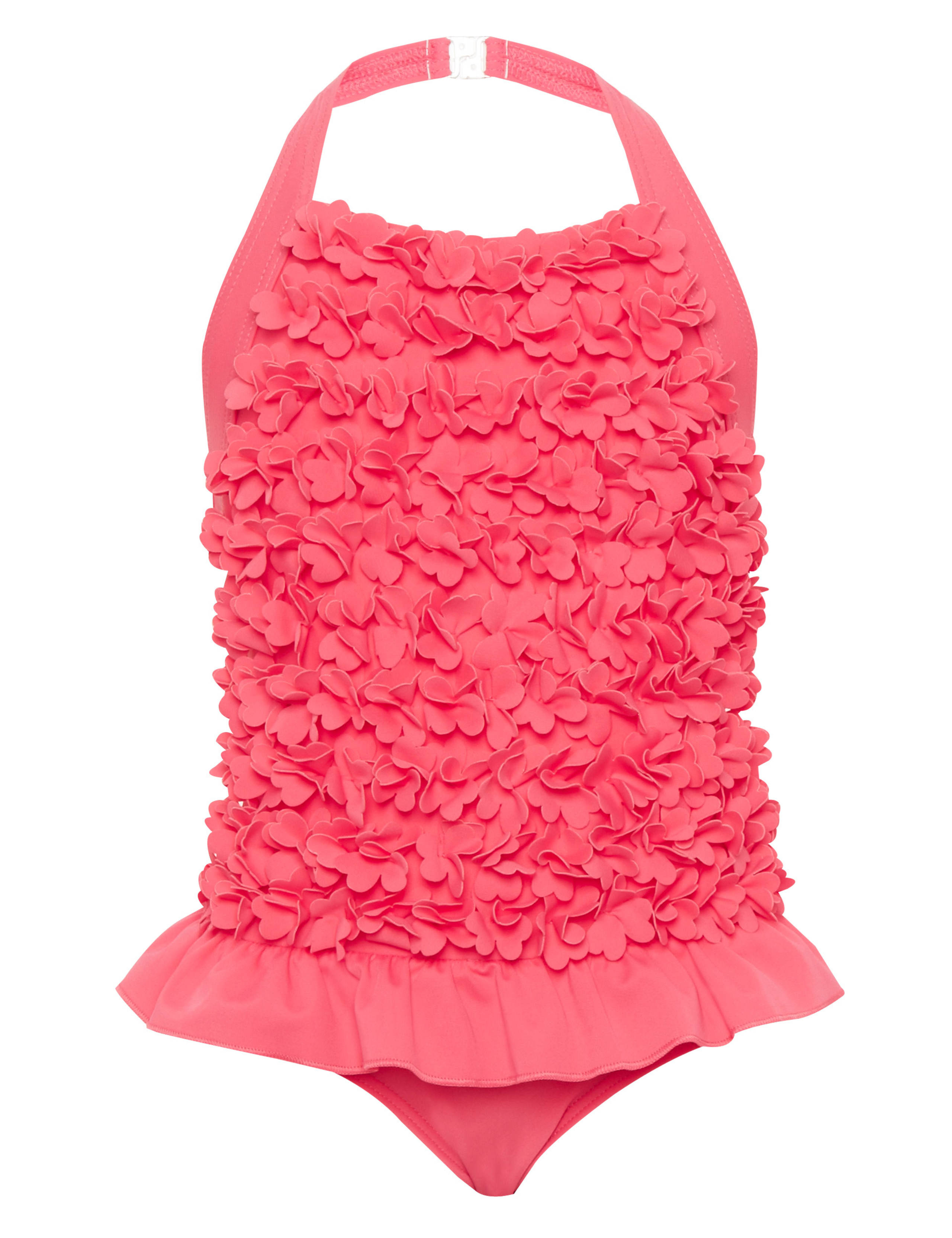 Halterneck 3D Effect Floral Corsage Swimsuit with Chlorine Resistant (1-7 Years) 1 of 4
