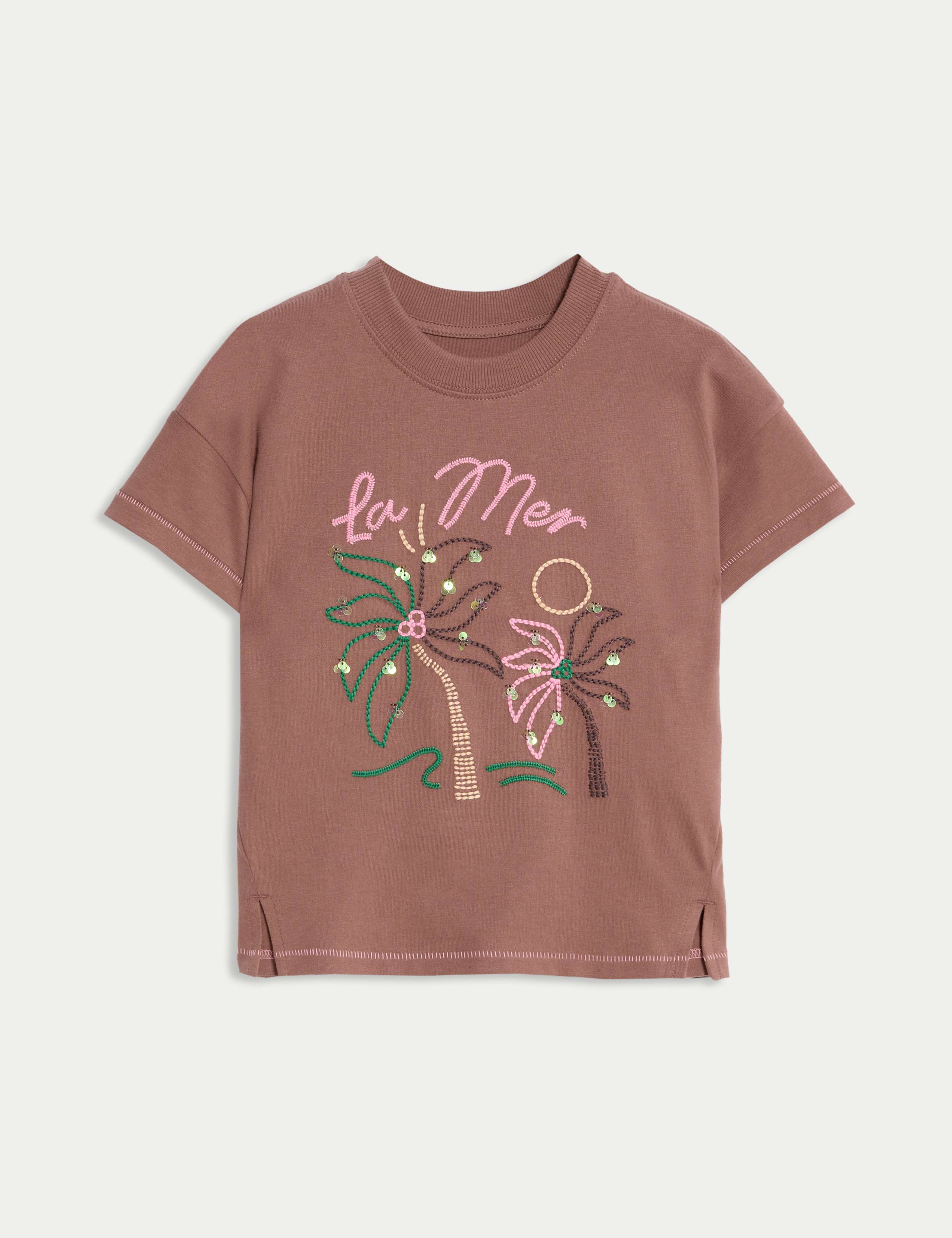 Pure Cotton Embroidered Palm Tree T-Shirt (2-16 Yrs) 2 of 9