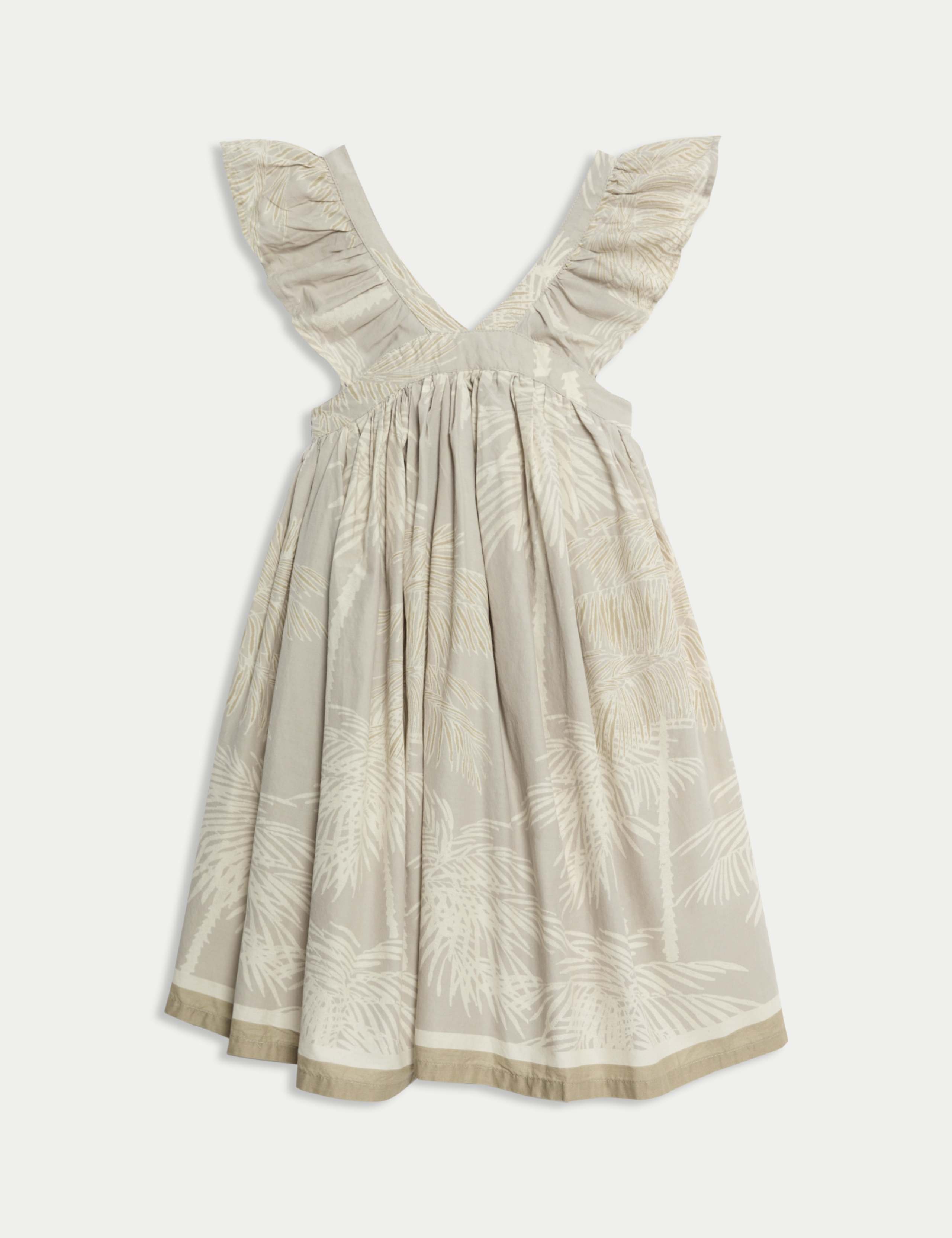 Cotton Blend Mini Me Palm Print Frill Dress (2-8 Yrs) 1 of 1