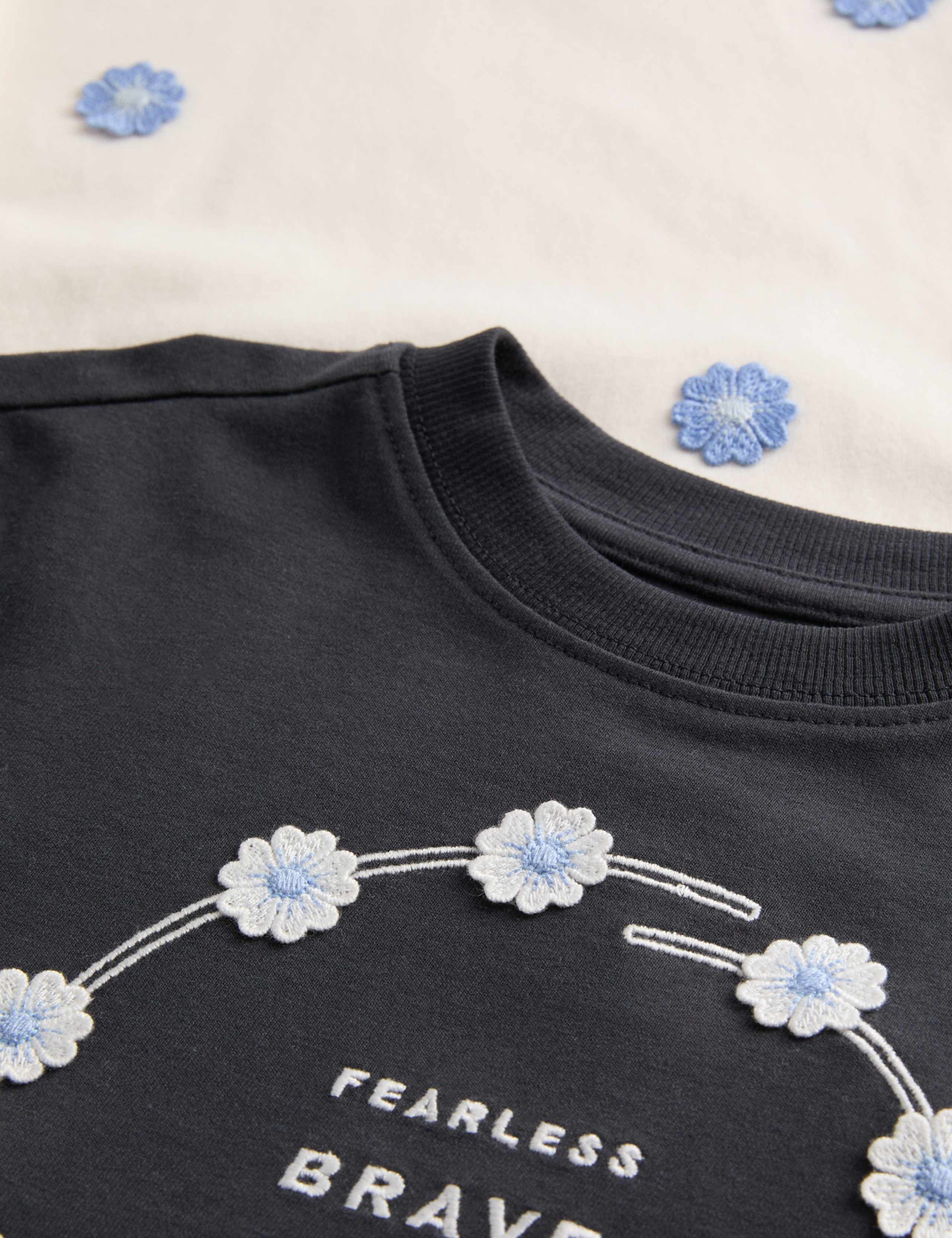 2pk Pure Cotton Floral Fearless Tops (2-8 Yrs) 2 of 2