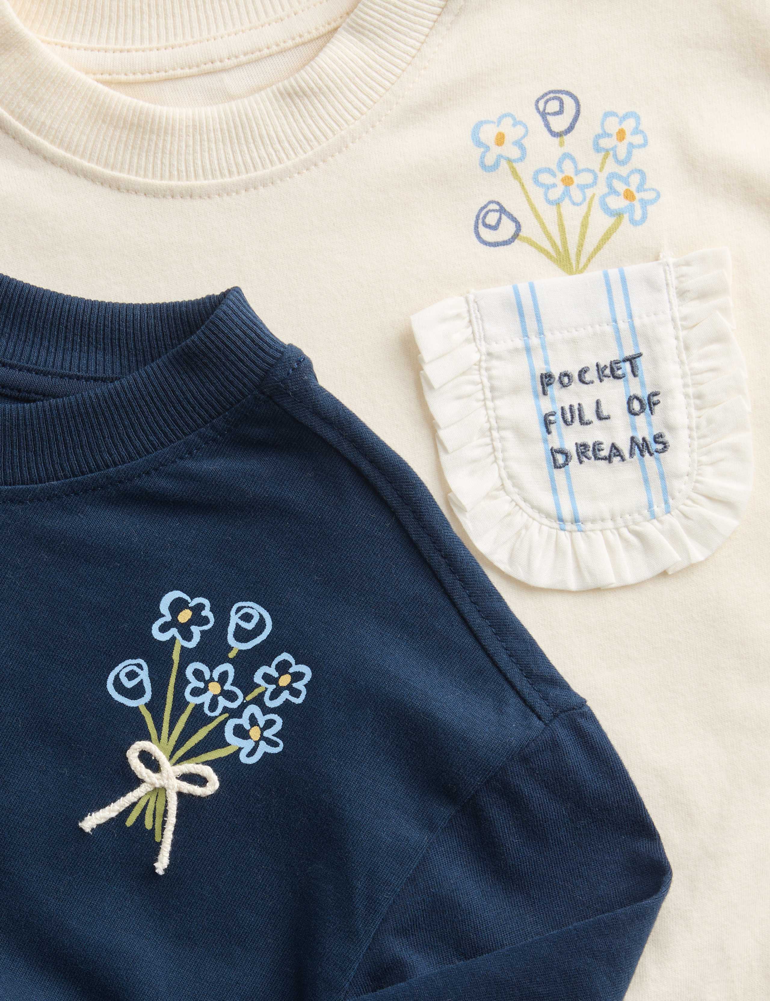 2 Pack Pure Cotton Floral Tops (2-8 Yrs) 2 of 2