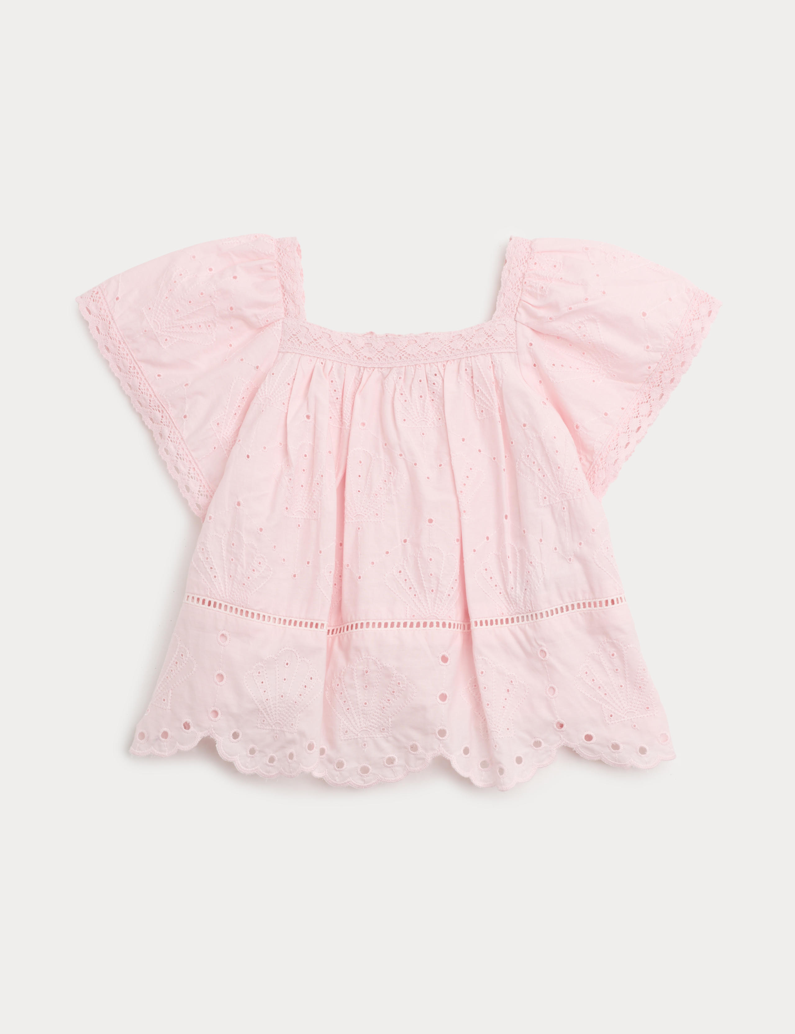 Pure Cotton Shell Broderie Top (2-8 Years) 2 of 3