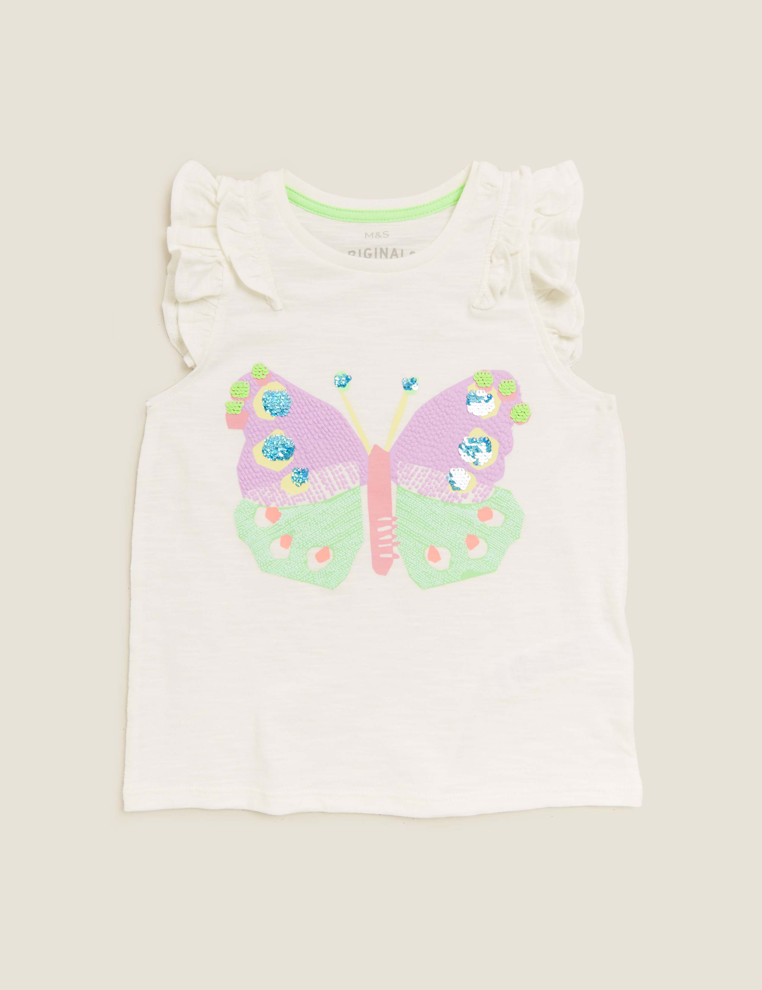 Pure Cotton Sequin Butterfly T-Shirt (2-7 Yrs) 2 of 4