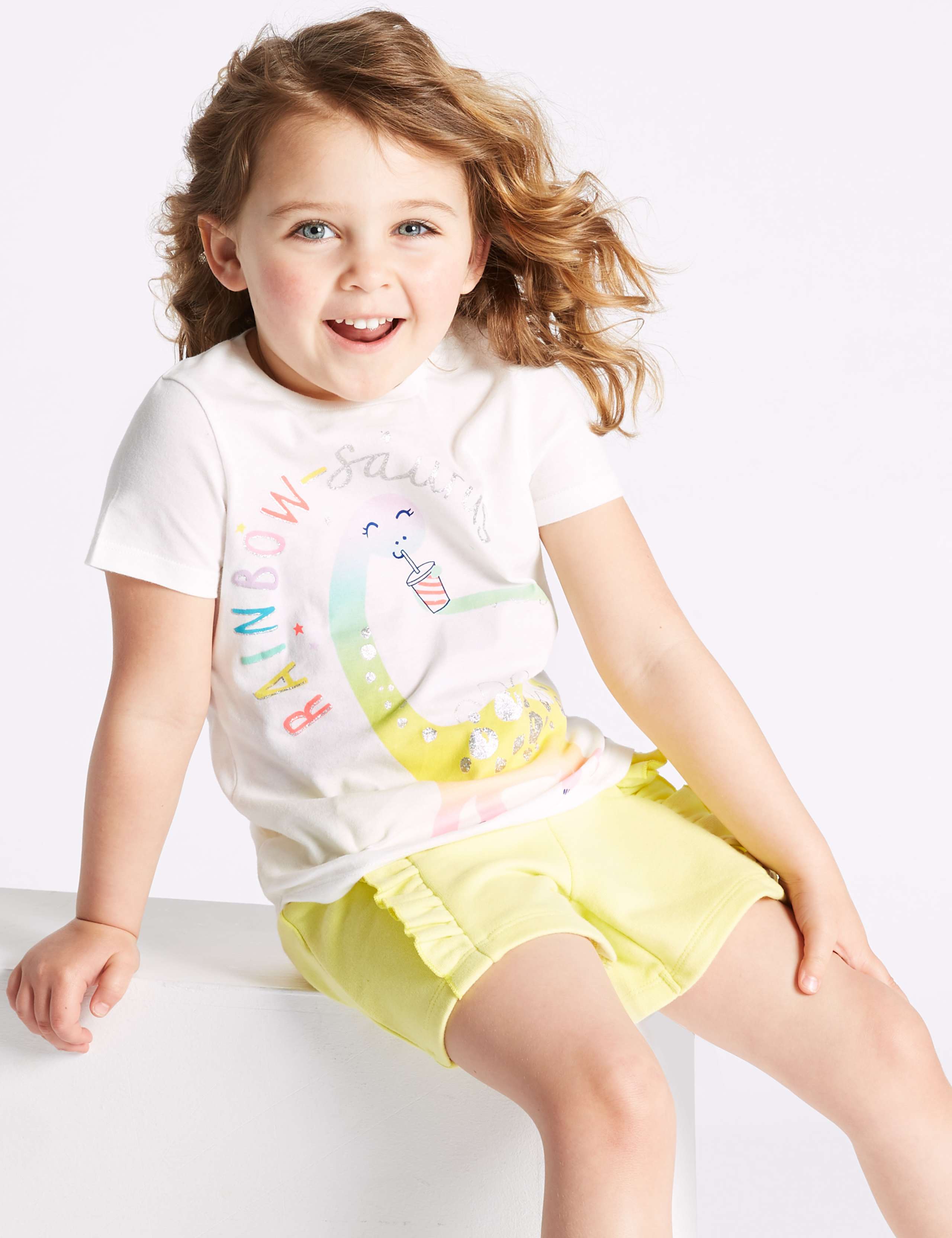 Pure Cotton Rainbow-Saurus T-Shirt (3 Months - 7 Years) 1 of 3