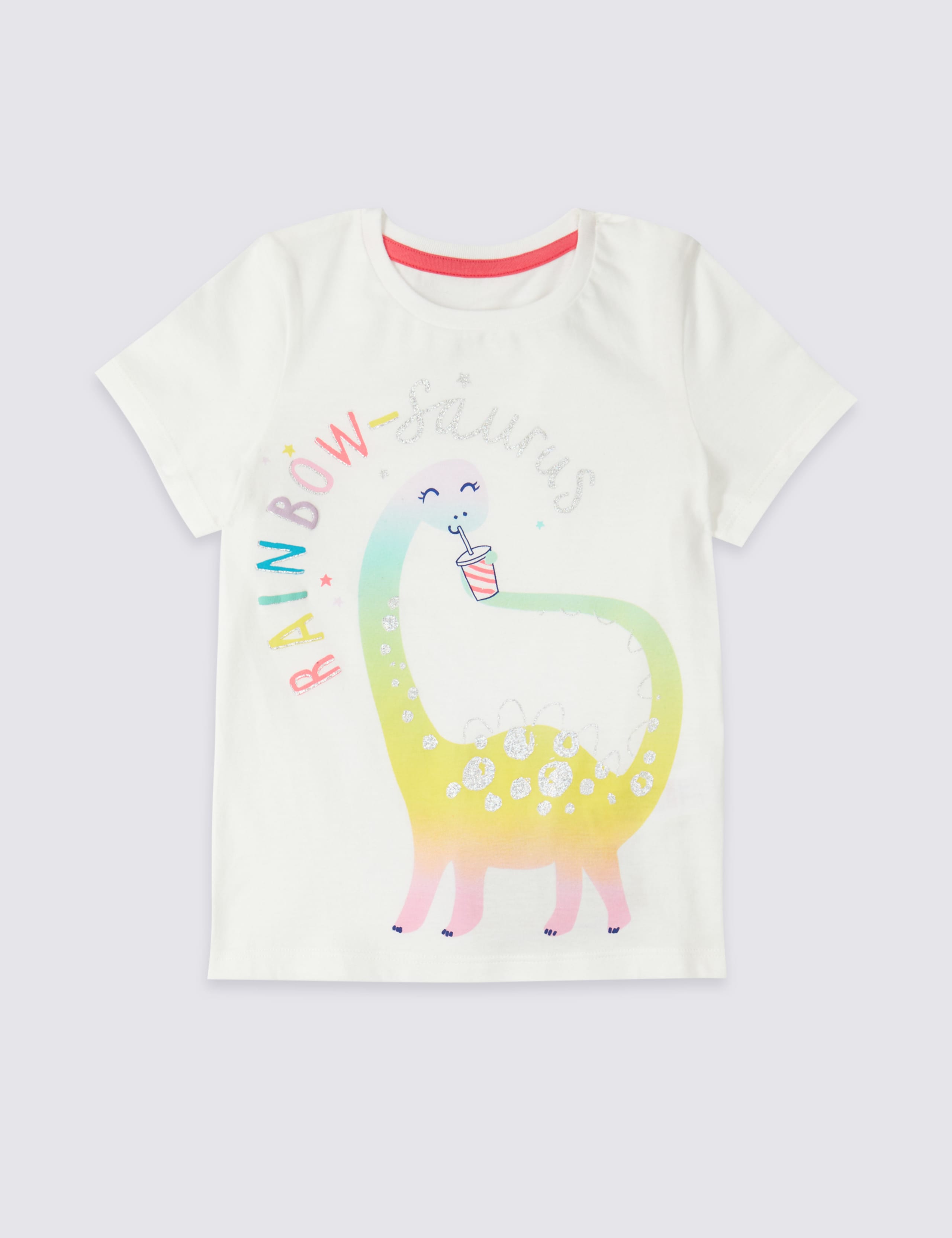 Pure Cotton Rainbow-Saurus T-Shirt (3 Months - 7 Years) 2 of 3