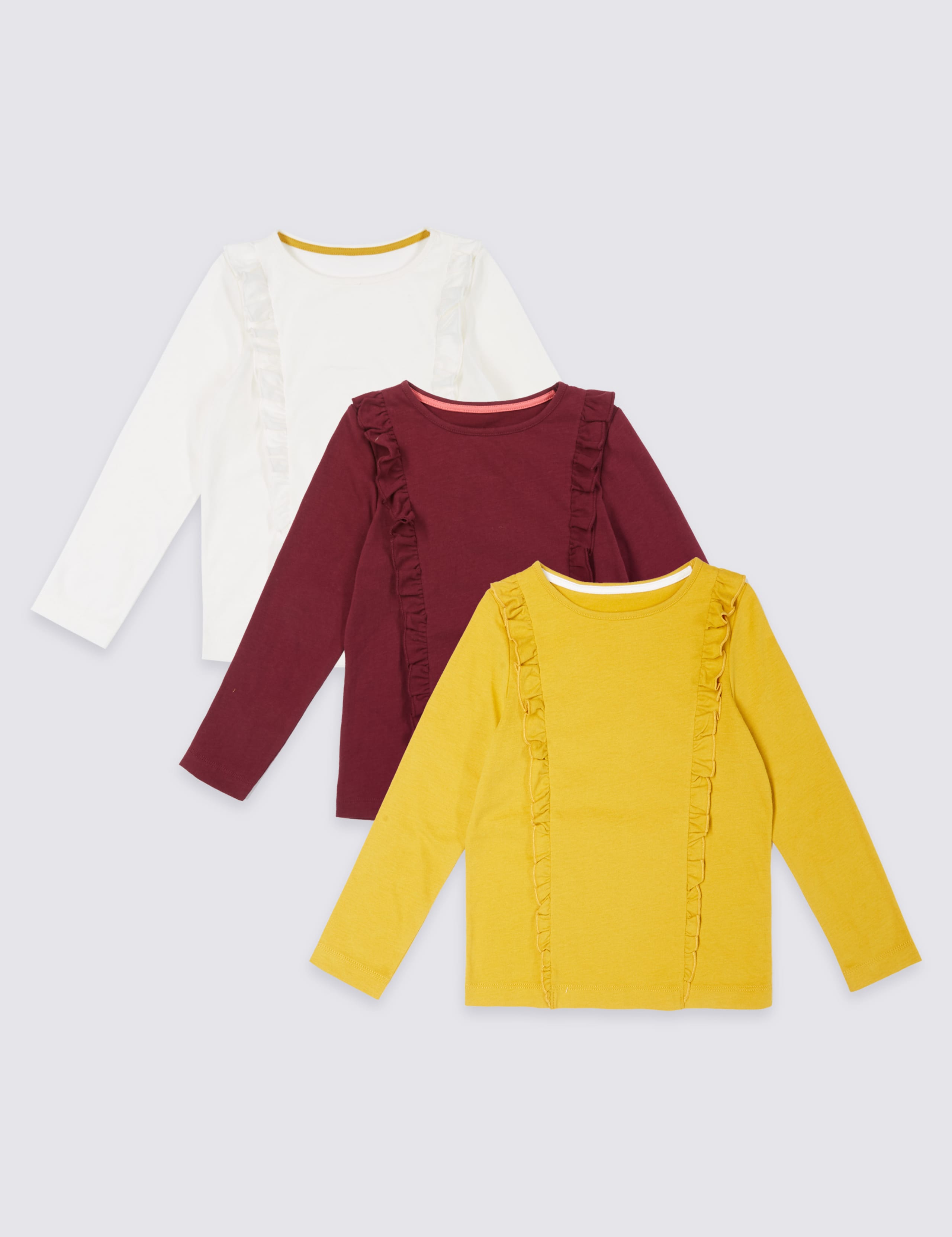 3 Pack Pure Cotton Frill Tops (3 Months - 5 Years) 1 of 8