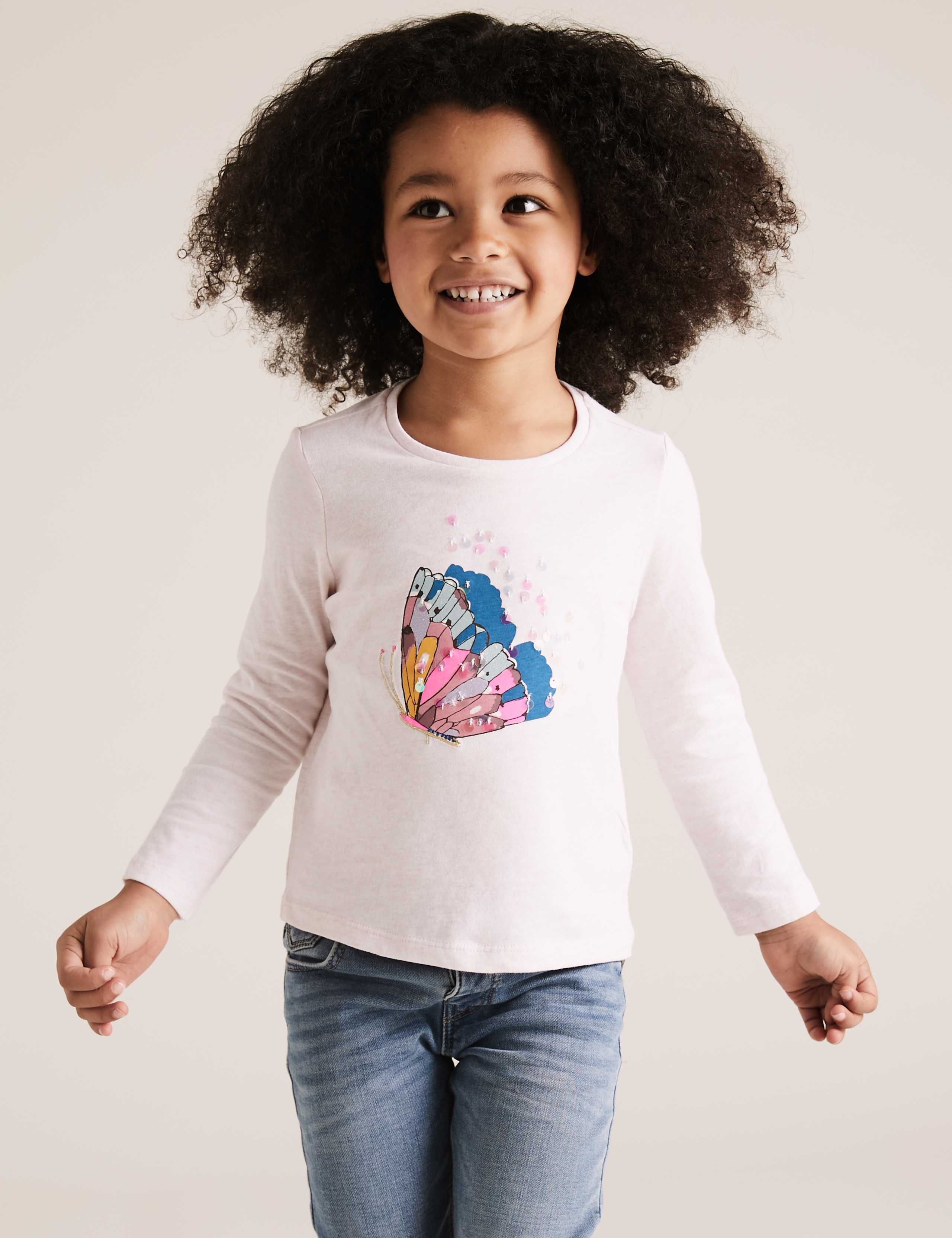 3pk Pure Cotton Butterfly Tops (2-7 Yrs) 1 of 5