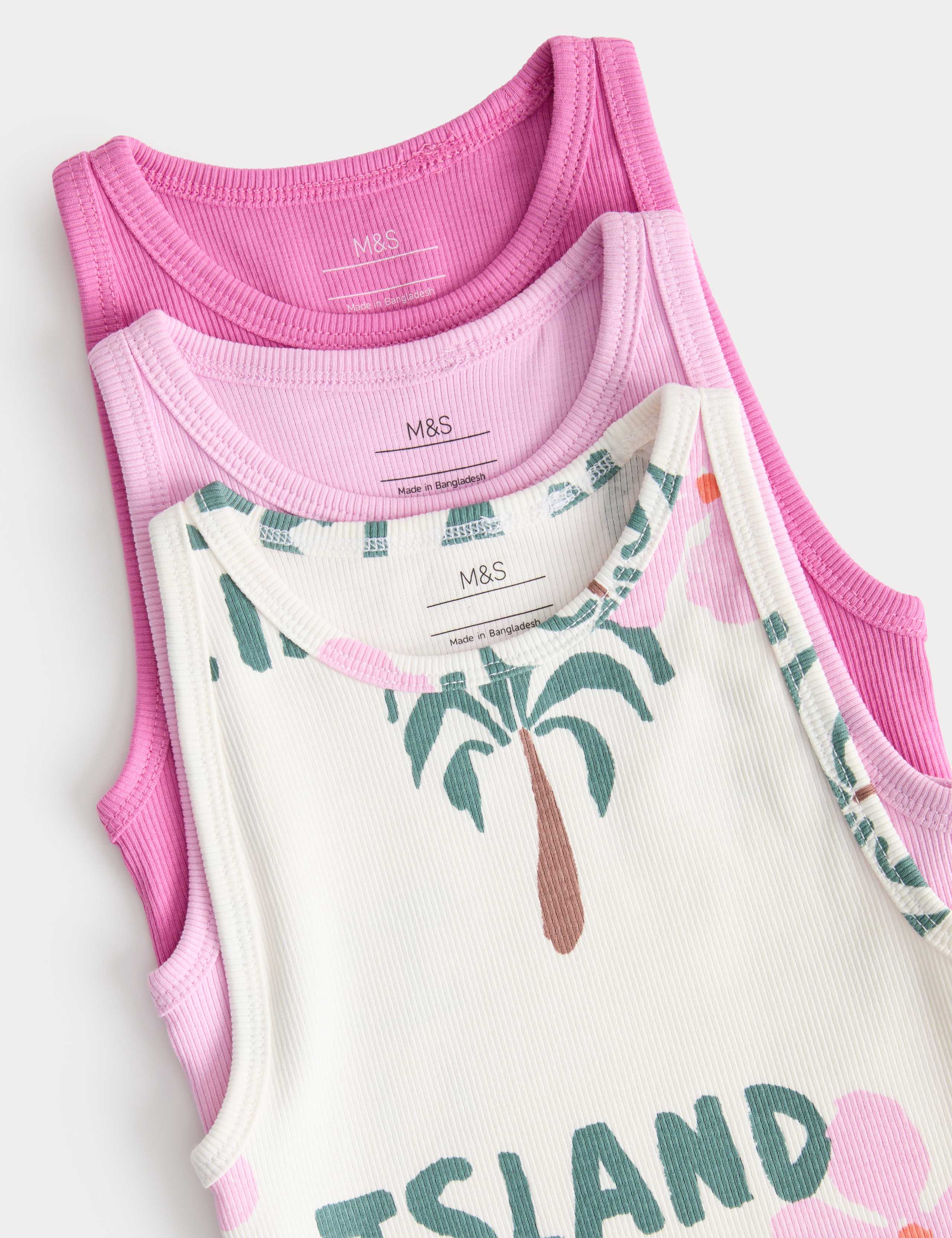 3 Pack Cotton Rich Island Life Vest Tops (2-8 Yrs) 2 of 2