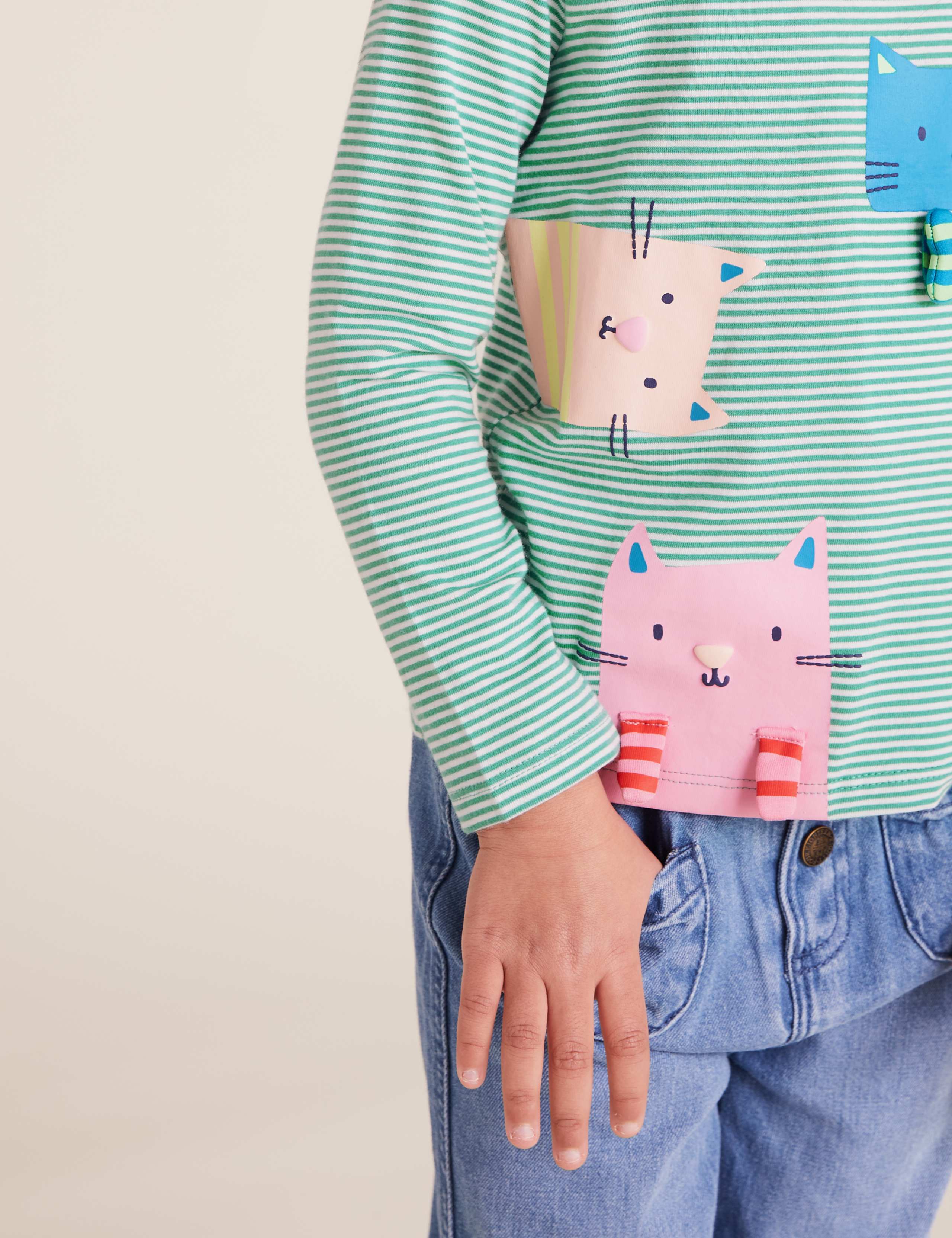 Pure Cotton Cat Print Top (2-7 Yrs) 3 of 4
