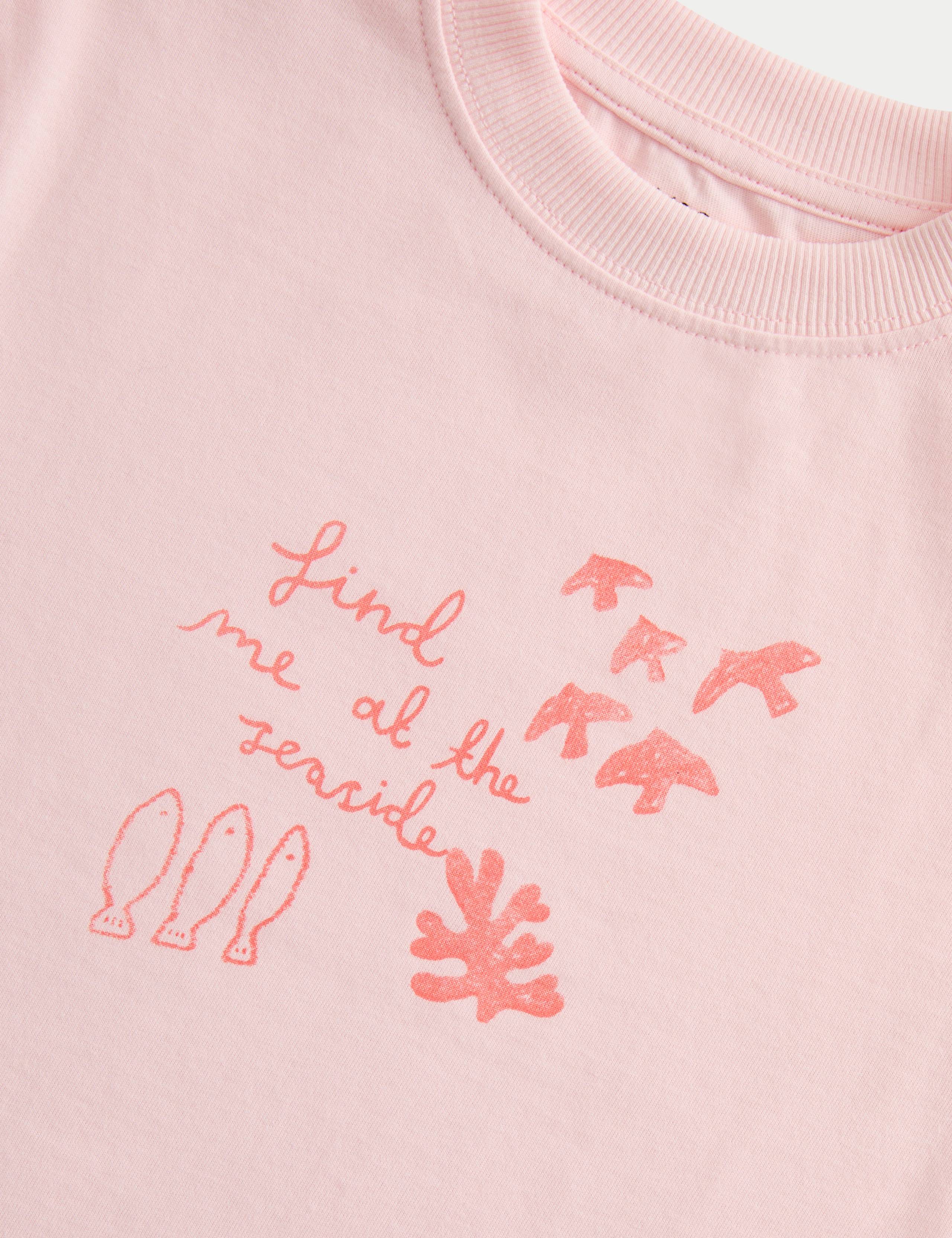 Pure Cotton Crew Neck Seaside Print T-Shirt (2-8 Yrs) 2 of 2