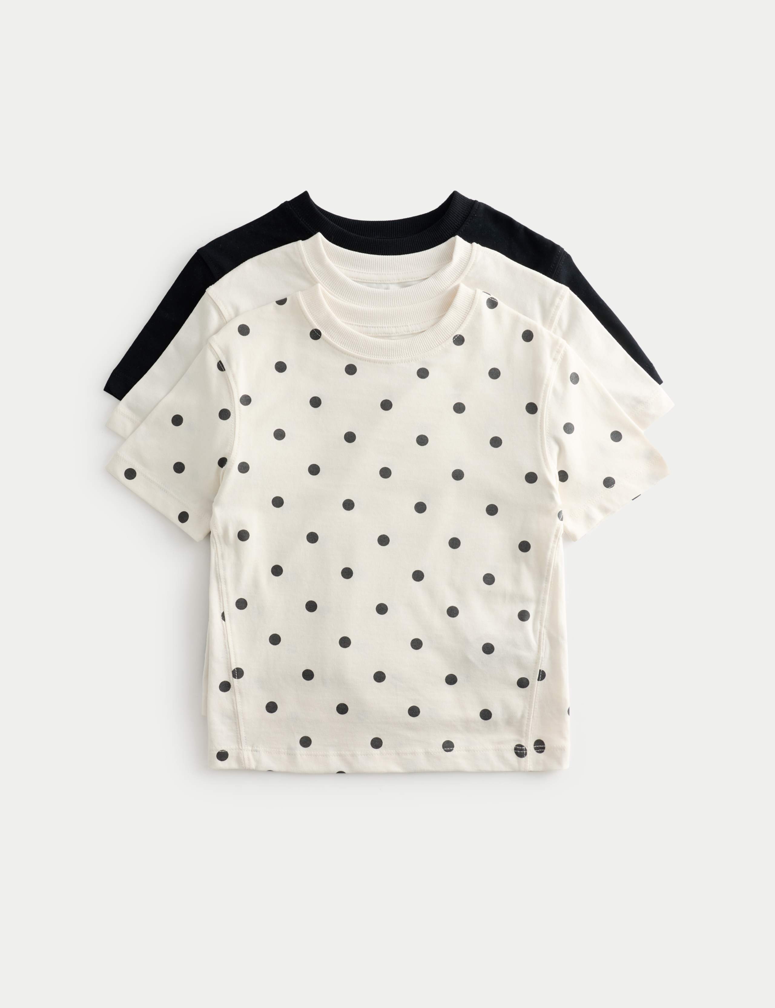 3 Pack Pure Cotton Polka Dot Tops (2-8 Yrs) 1 of 2