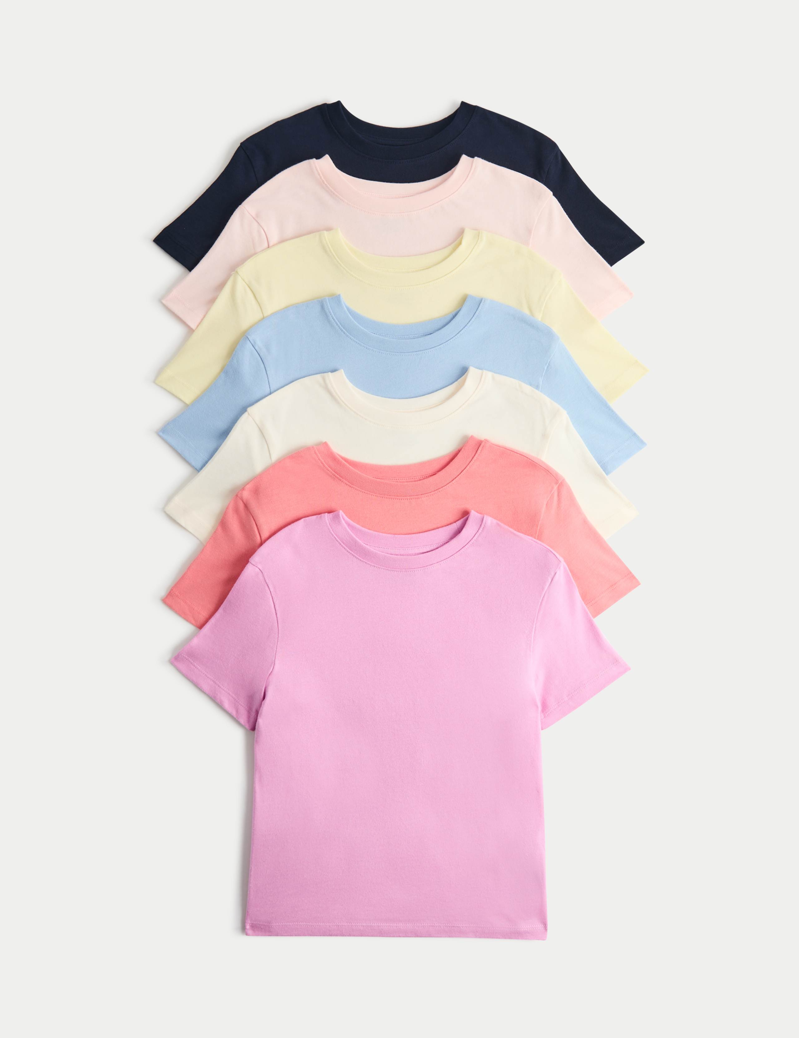 7 Pack Pure Cotton Jersey Short Sleeve T-Shirts (2-8 Yrs) 1 of 2
