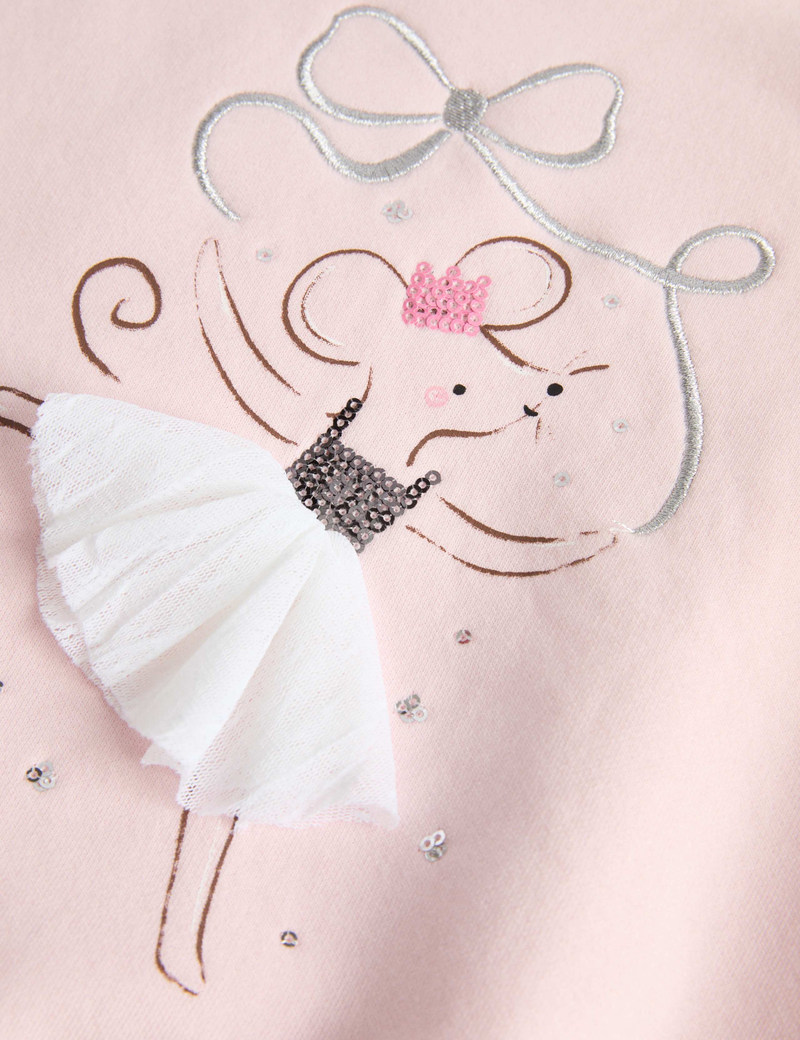Cotton Rich Ballet Mouse Sweatshirt (2-8 Yrs) 2 of 2