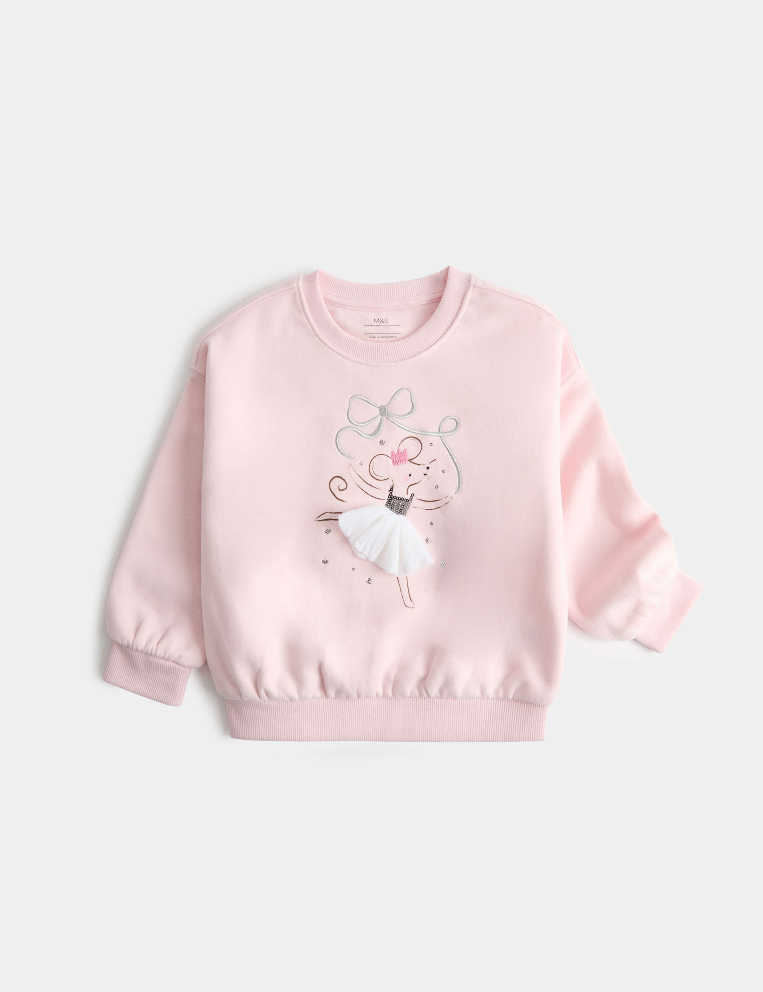 Cotton Rich Ballet Mouse Sweatshirt (2-8 Yrs) 1 of 2