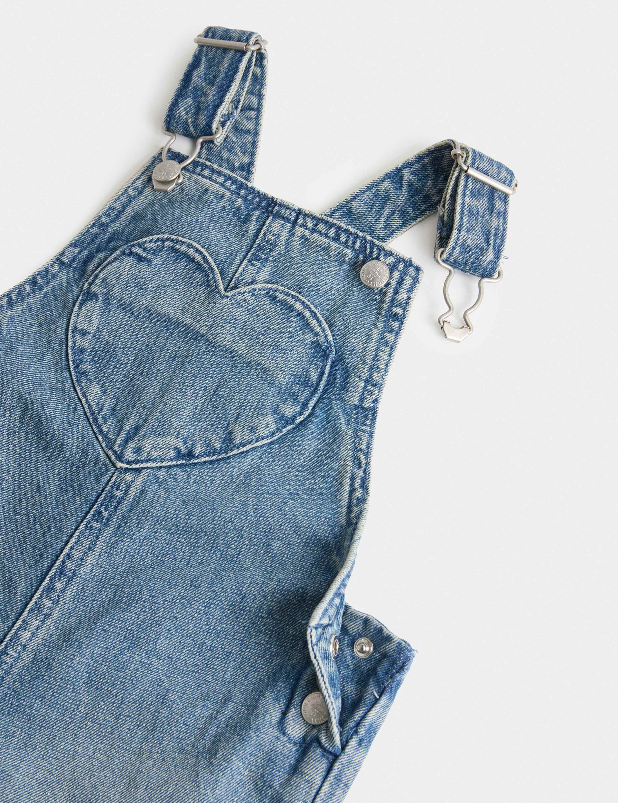 Pure Cotton Denim Heart Dungarees (2-8 Yrs) 2 of 2
