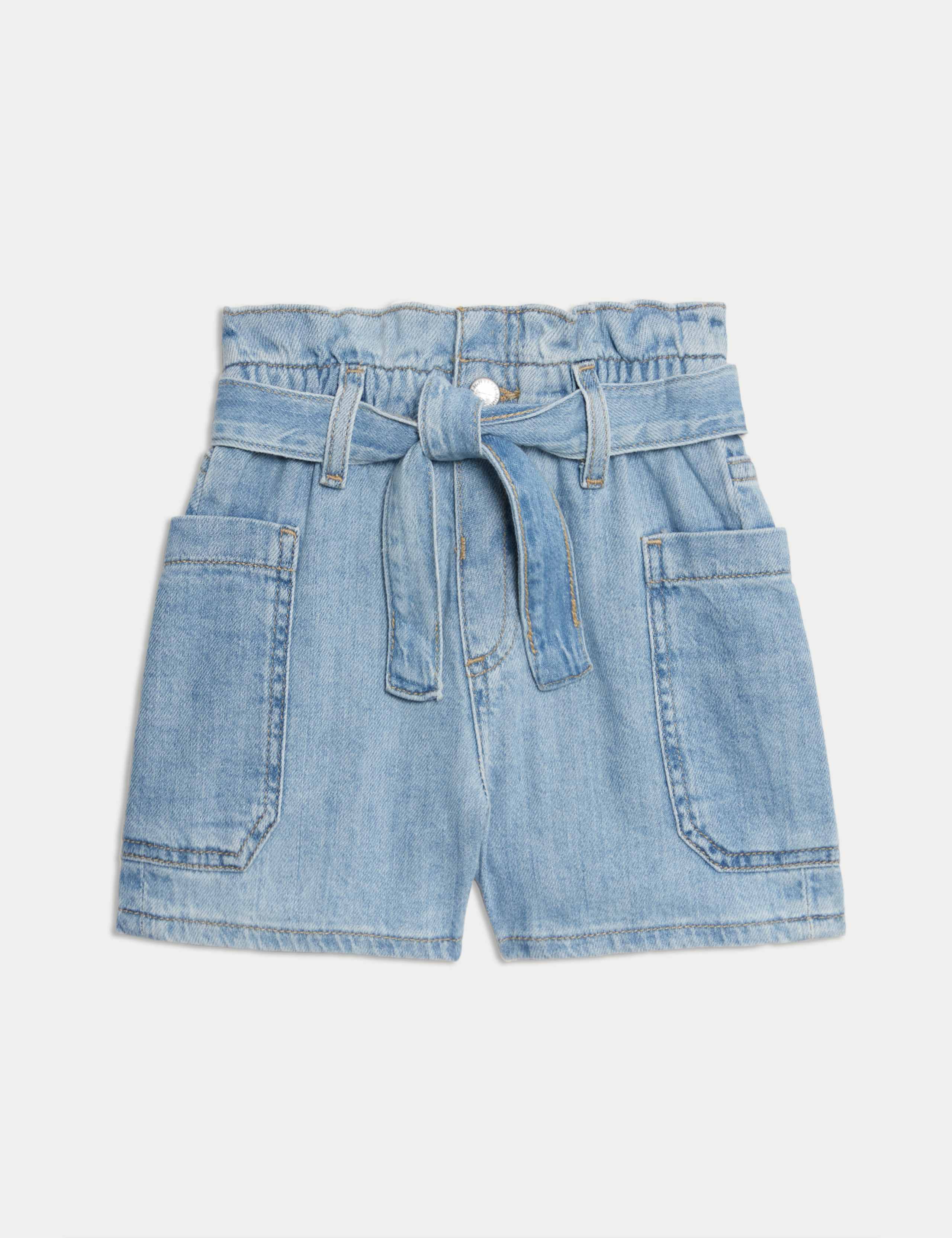 Pure Cotton Denim Paper Bag Shorts (2-8 Yrs) 1 of 1