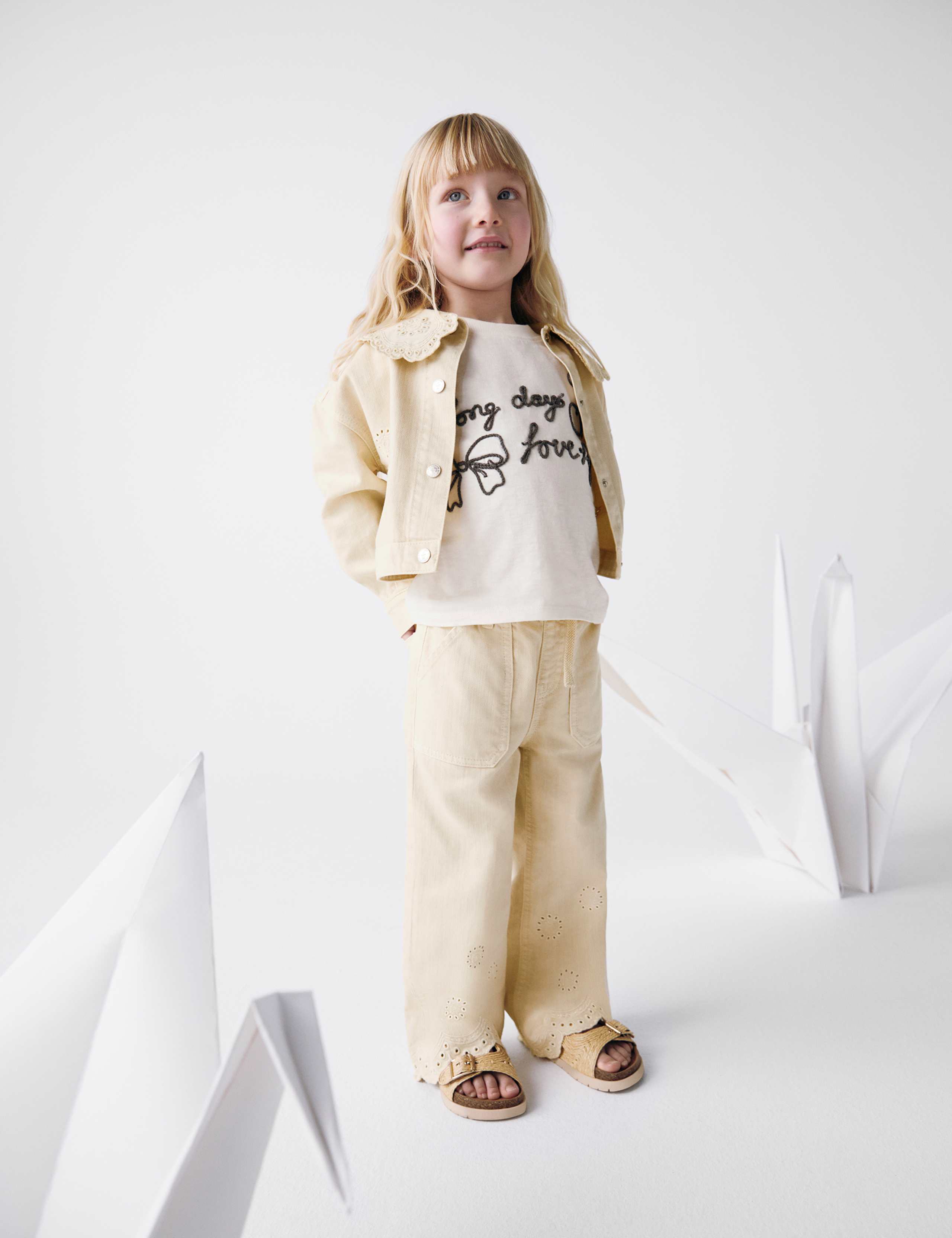 Floral Embroidered Denim Jeans (2-8 Yrs) 1 of 4