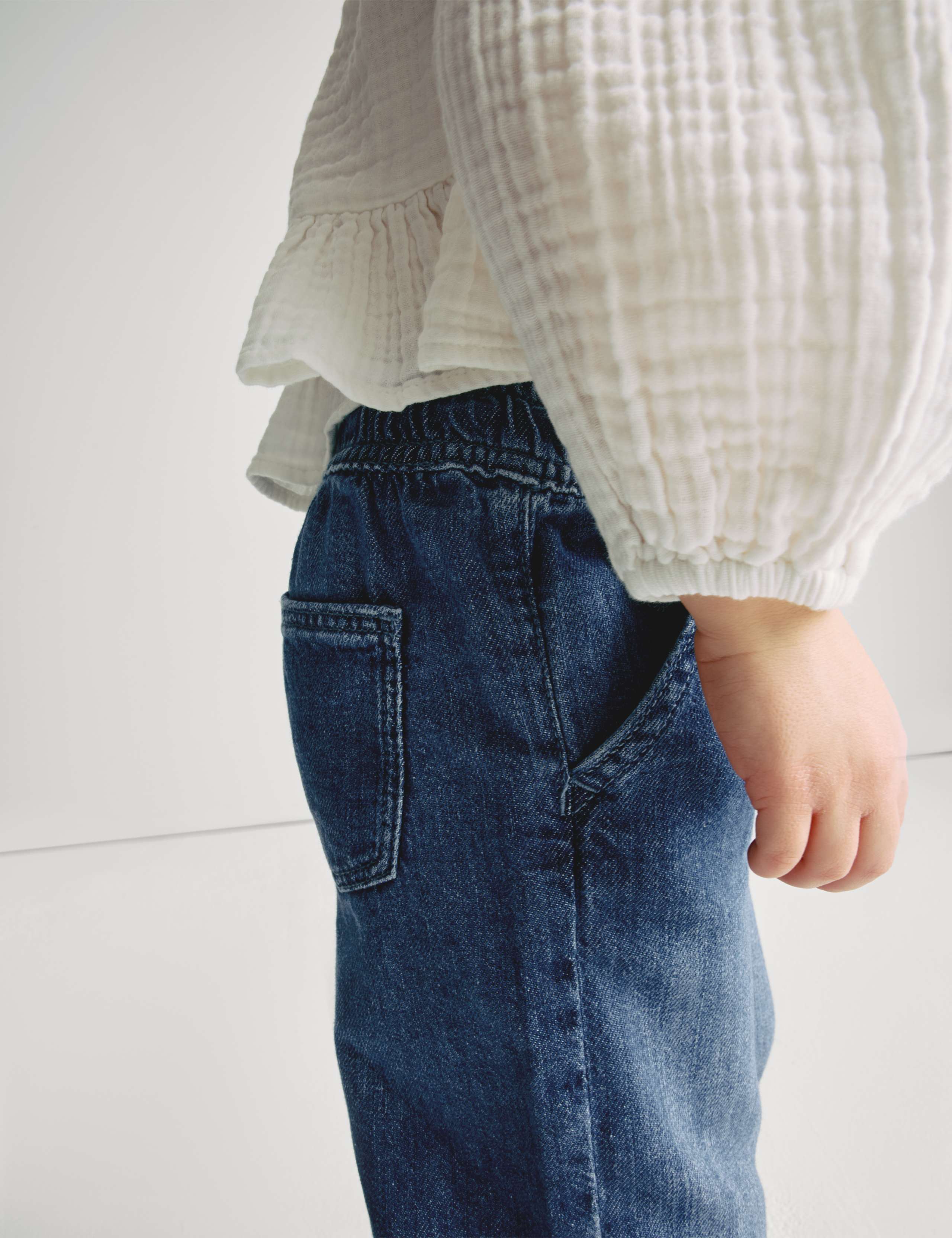 Denim Wide Leg Elasticated Waist Jeans (2-8 Yrs) 5 of 7