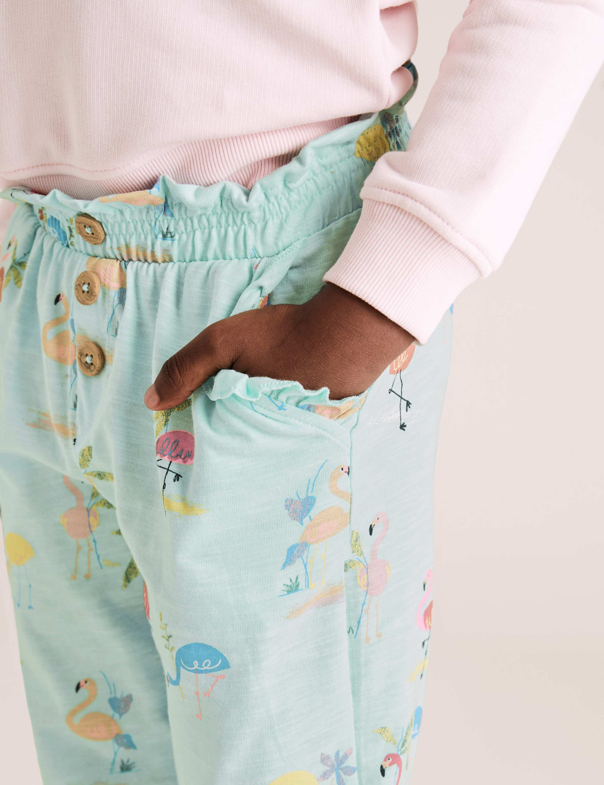 Pure Cotton Flamingo Print Trousers (2-7 Yrs) 3 of 5