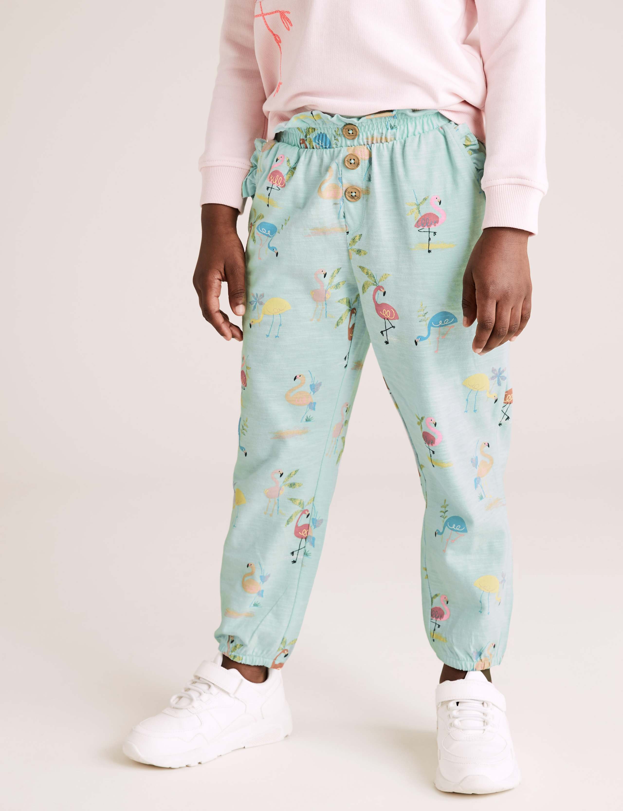 Pure Cotton Flamingo Print Trousers (2-7 Yrs) 4 of 5