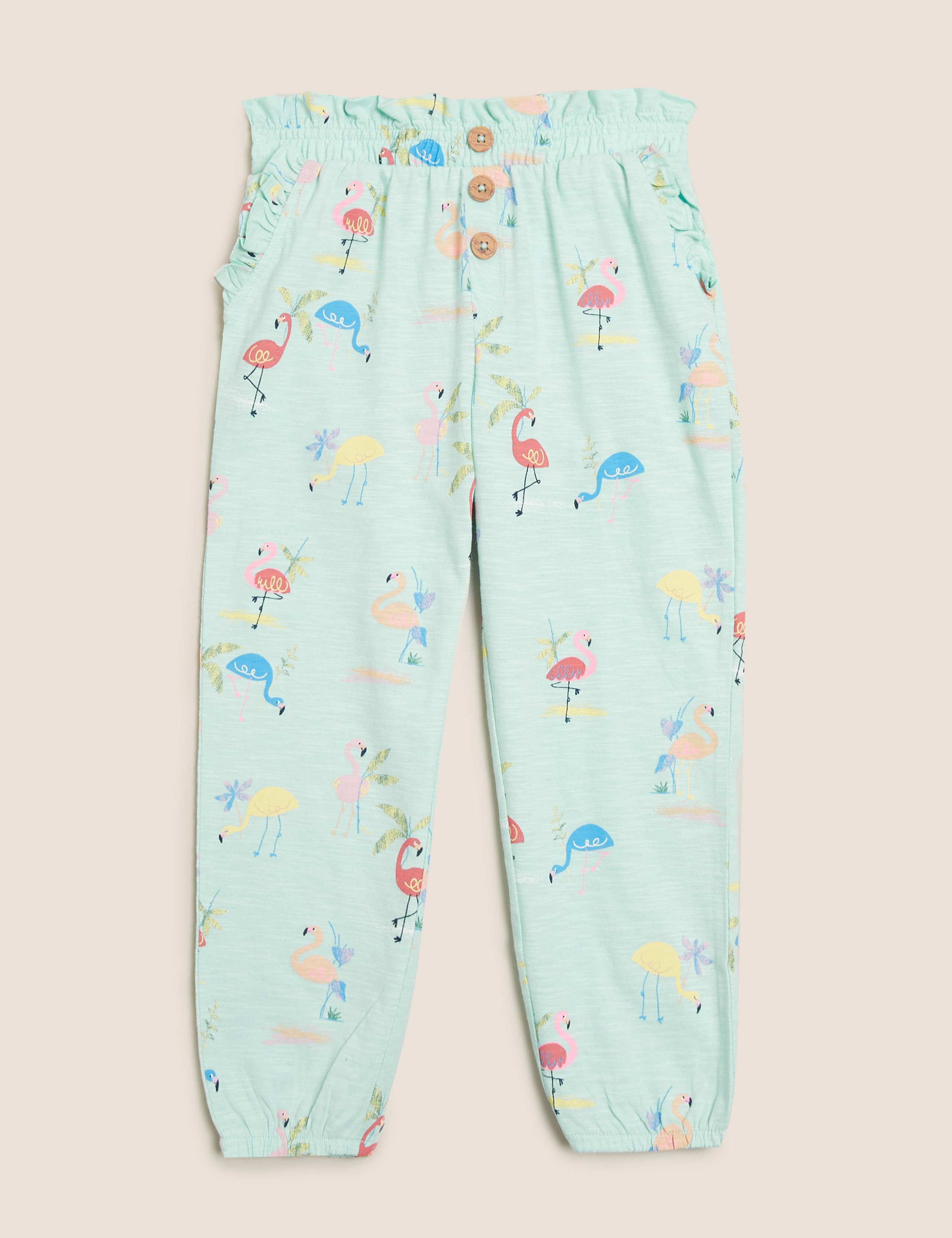 Pure Cotton Flamingo Print Trousers (2-7 Yrs) 2 of 5