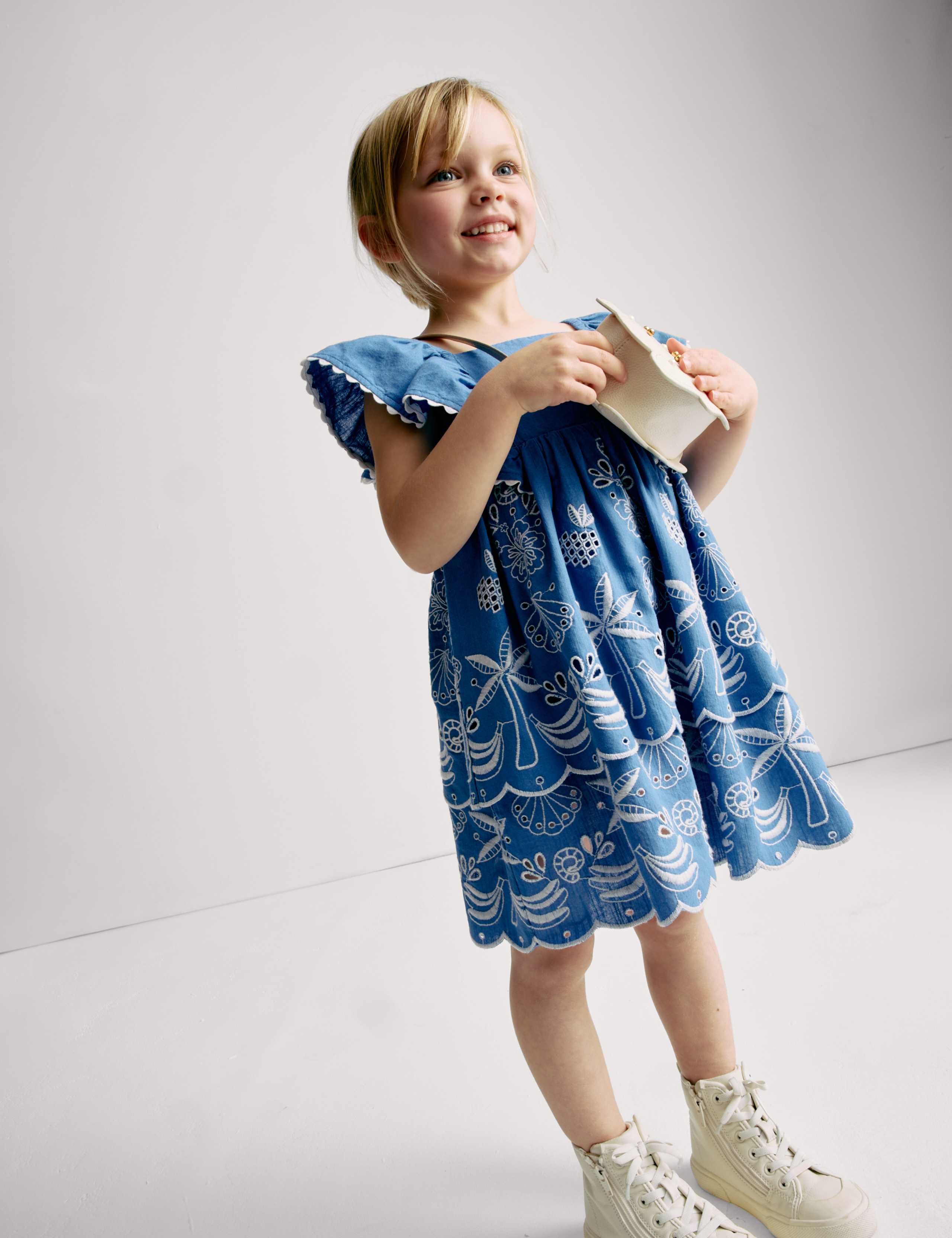 Pure Cotton Shell Pointelle Dress (2-16 Yrs) 6 of 7