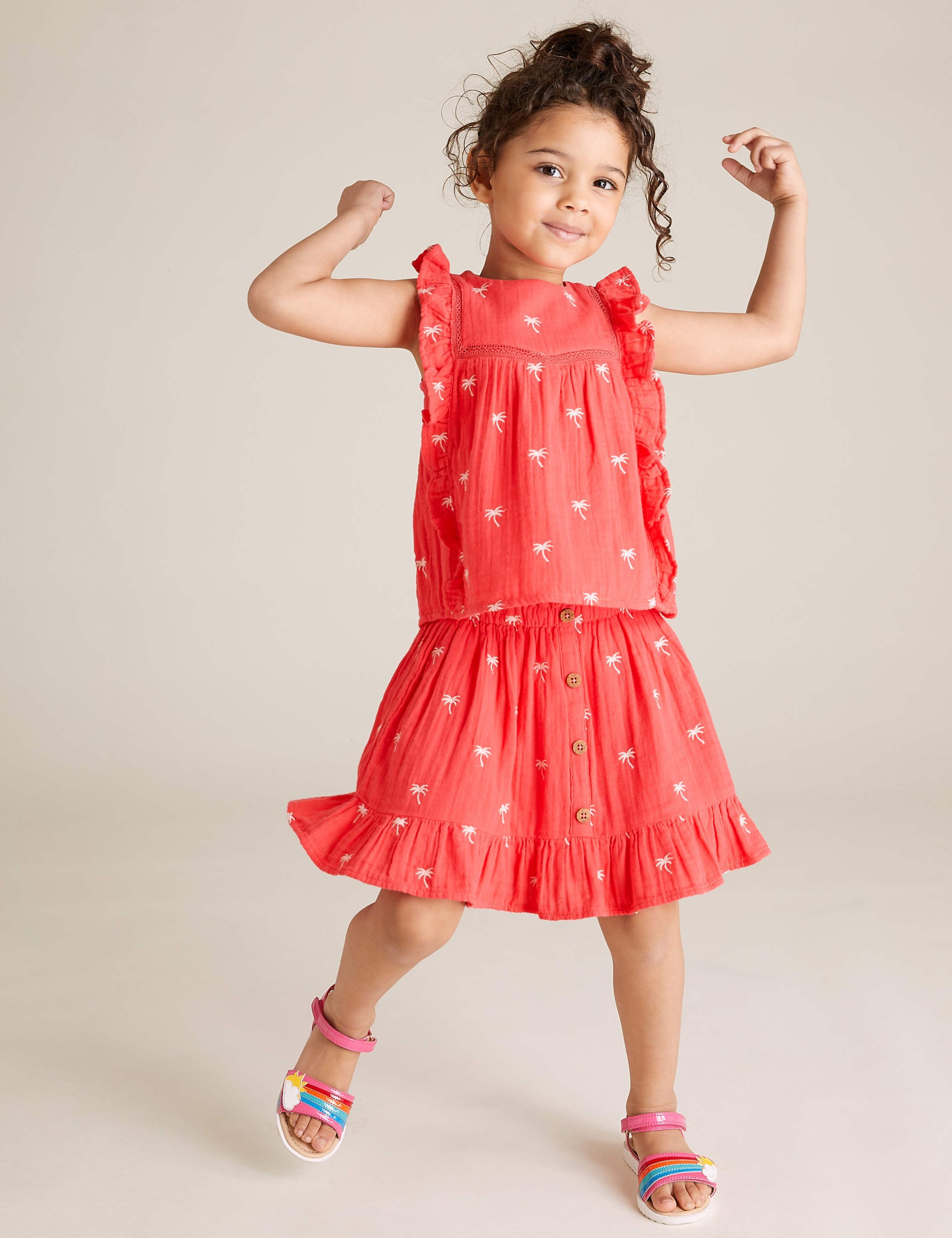 Pure Cotton Palm Print Woven Skirt (2-7 Yrs) 1 of 5