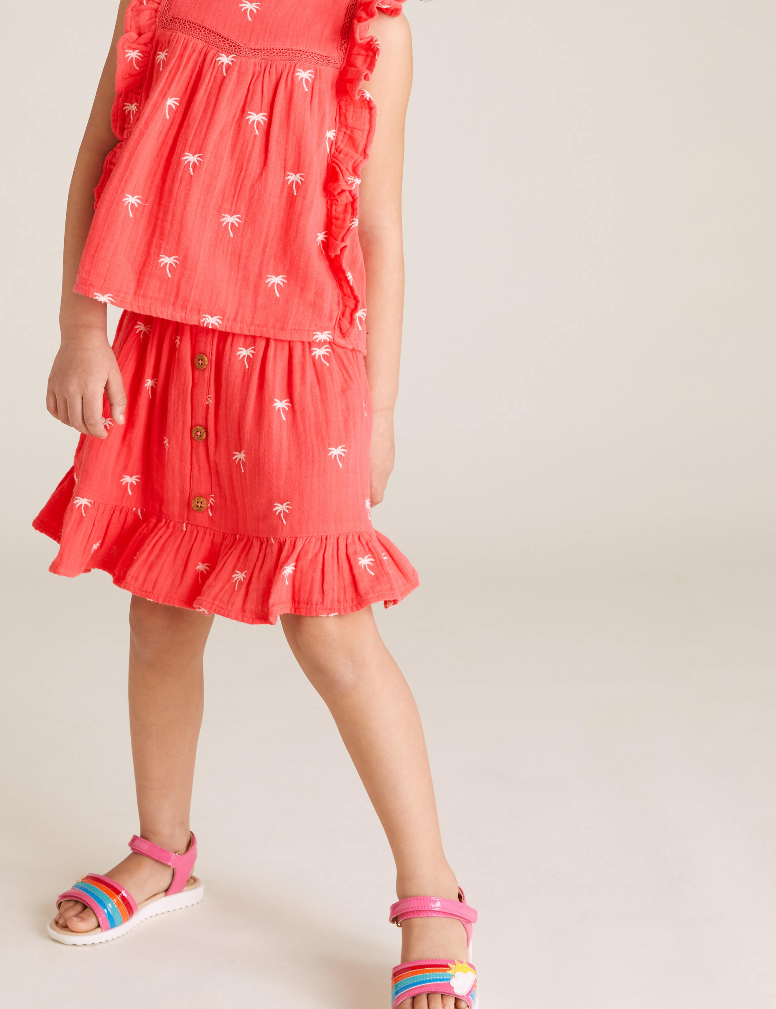 Pure Cotton Palm Print Woven Skirt (2-7 Yrs) 3 of 5