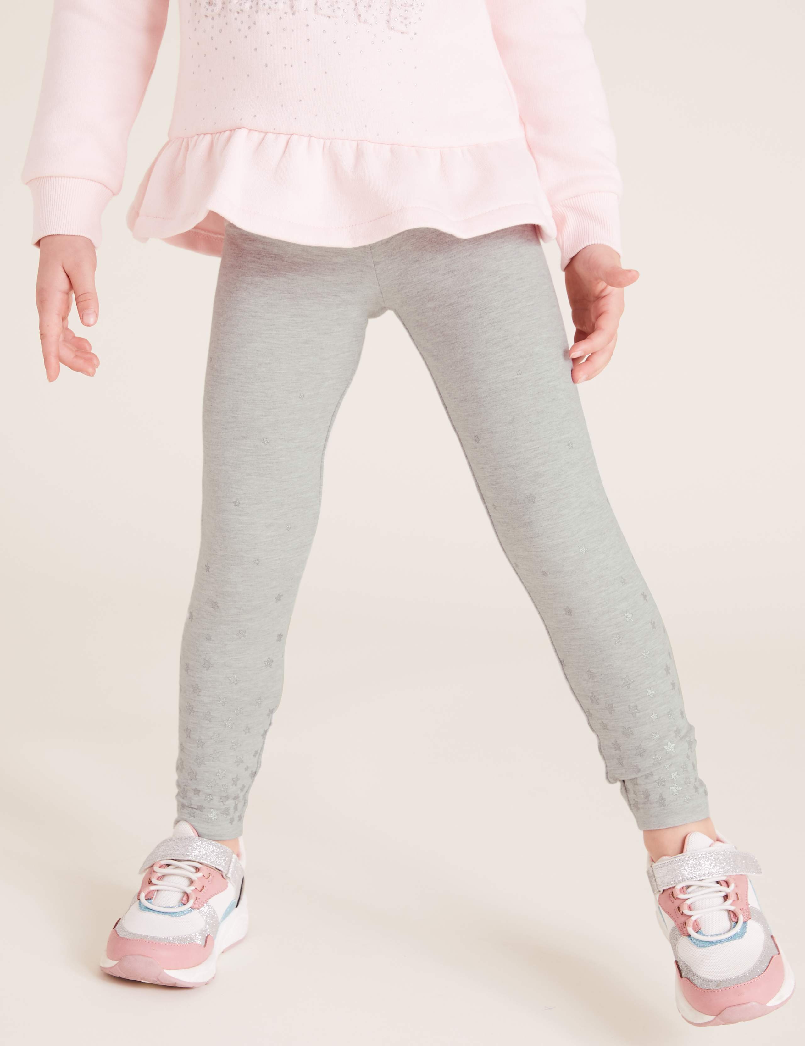 Cotton Glitter Star Print Leggings (2-7 Yrs) 4 of 5