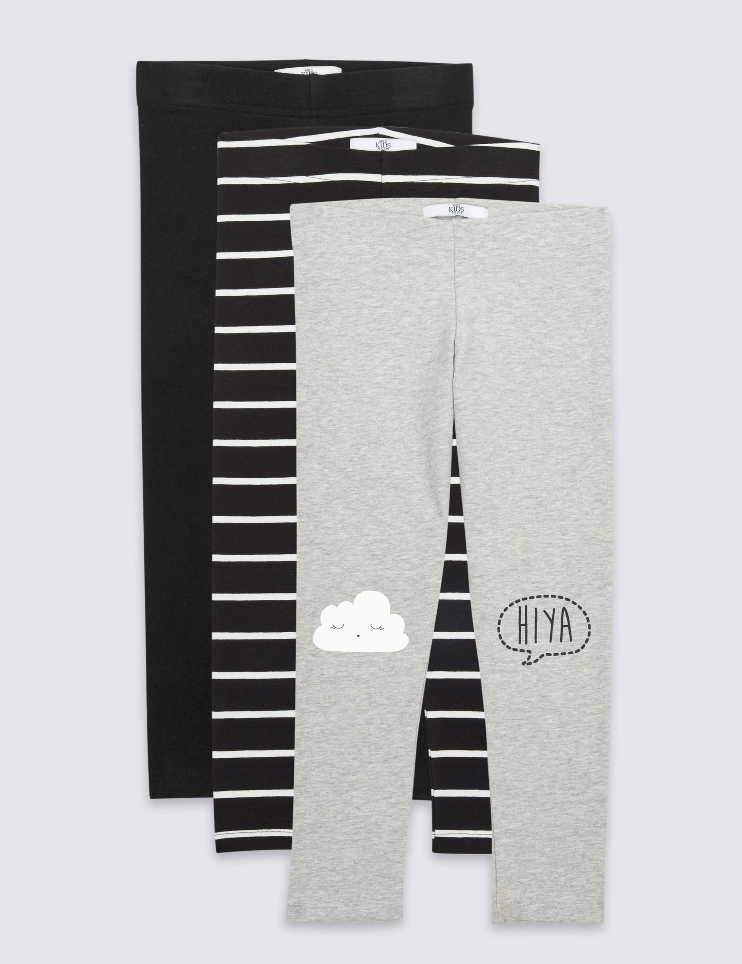 3 Pack Cotton Rich Leggings with Stretch (3 Months - 5 Years) 1 of 9