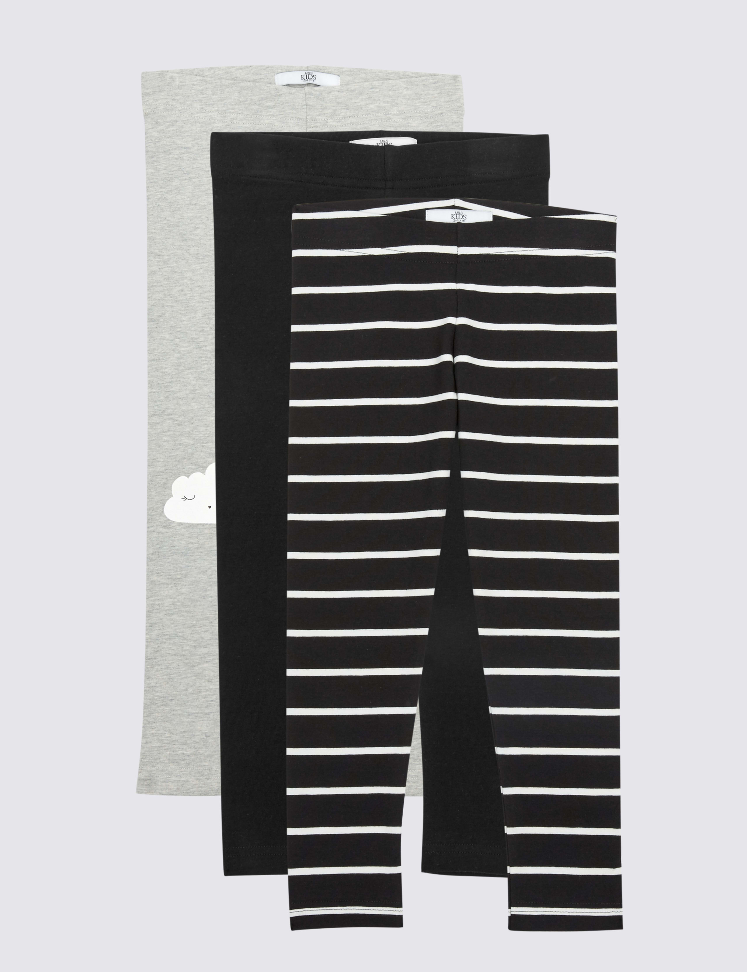 3 Pack Cotton Rich Leggings with Stretch (3 Months - 5 Years) 2 of 9