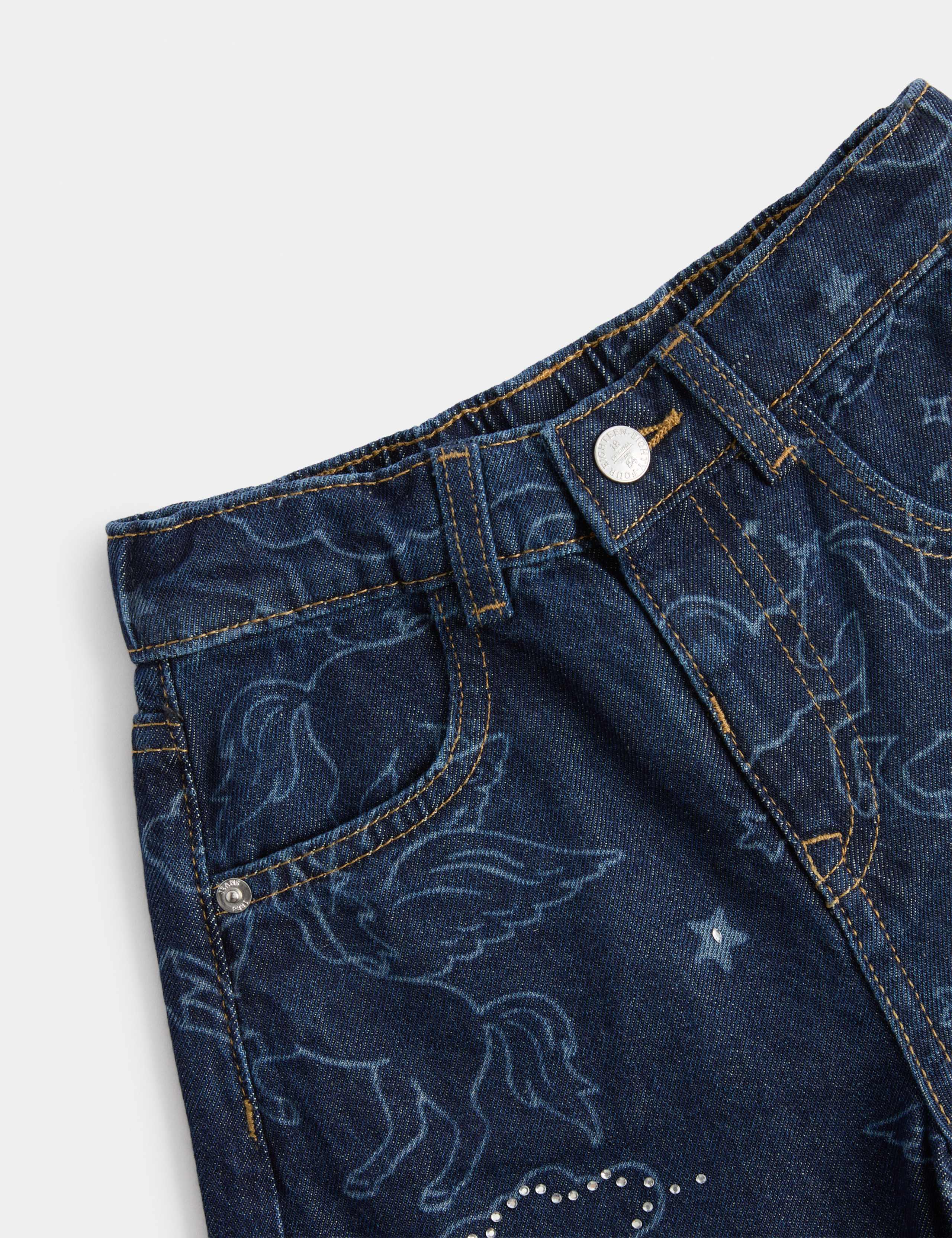 Embellished Denim Barrel Leg Jeans 2 of 2