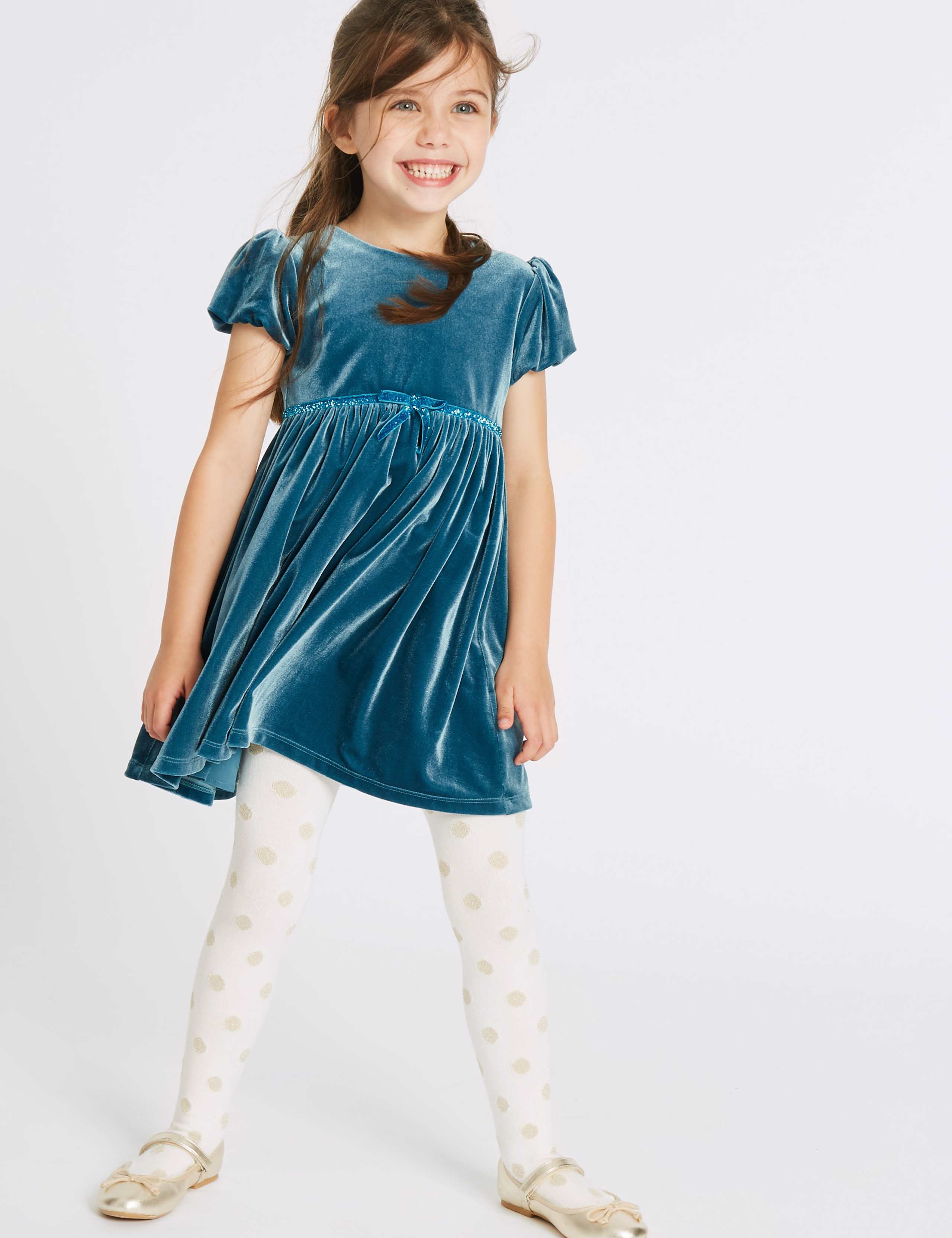 Frill Velvet Dress (1-10 Years) 1 of 5
