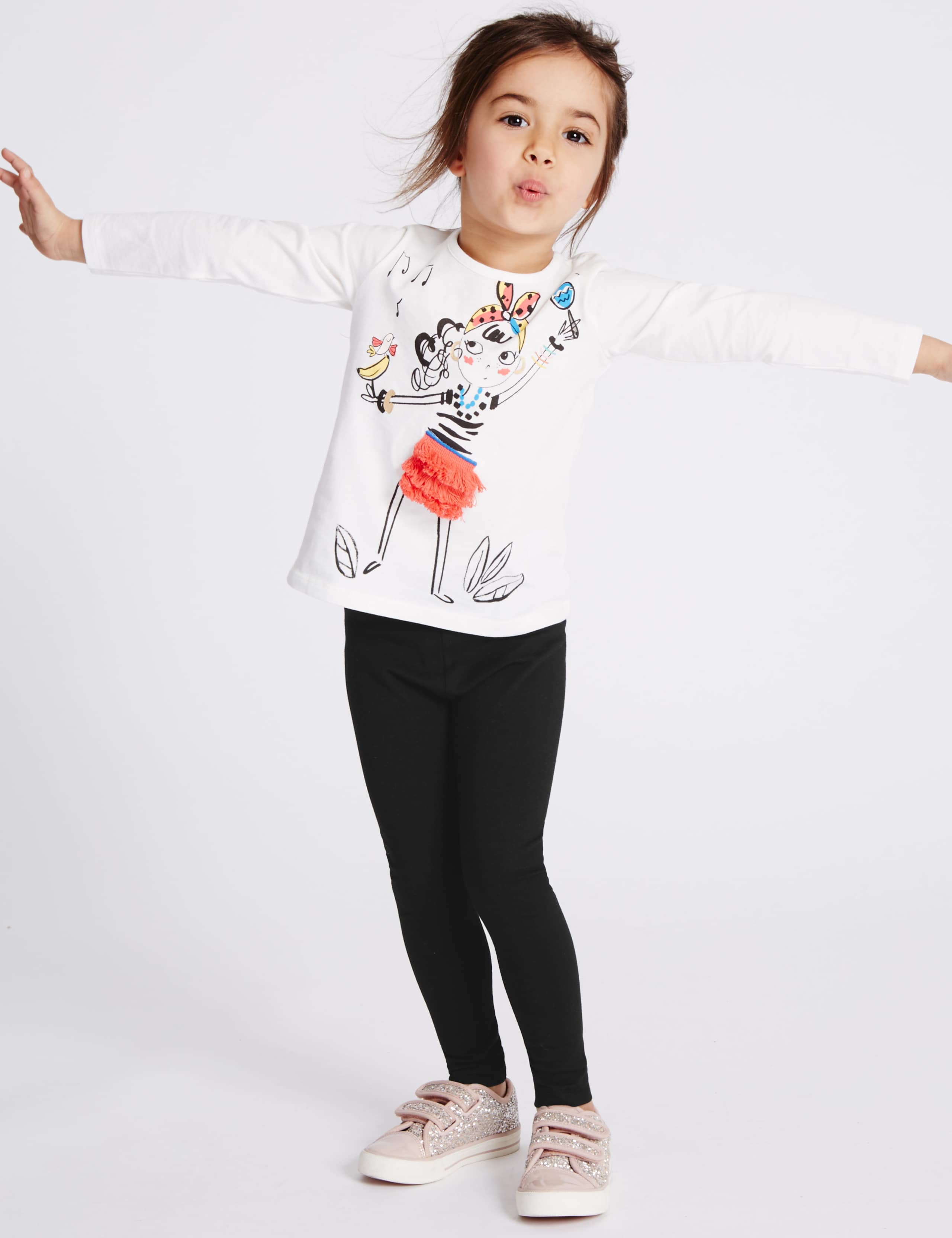 Cotton Rich Leggings with Stretch (3 Months - 5 Years) 1 of 6