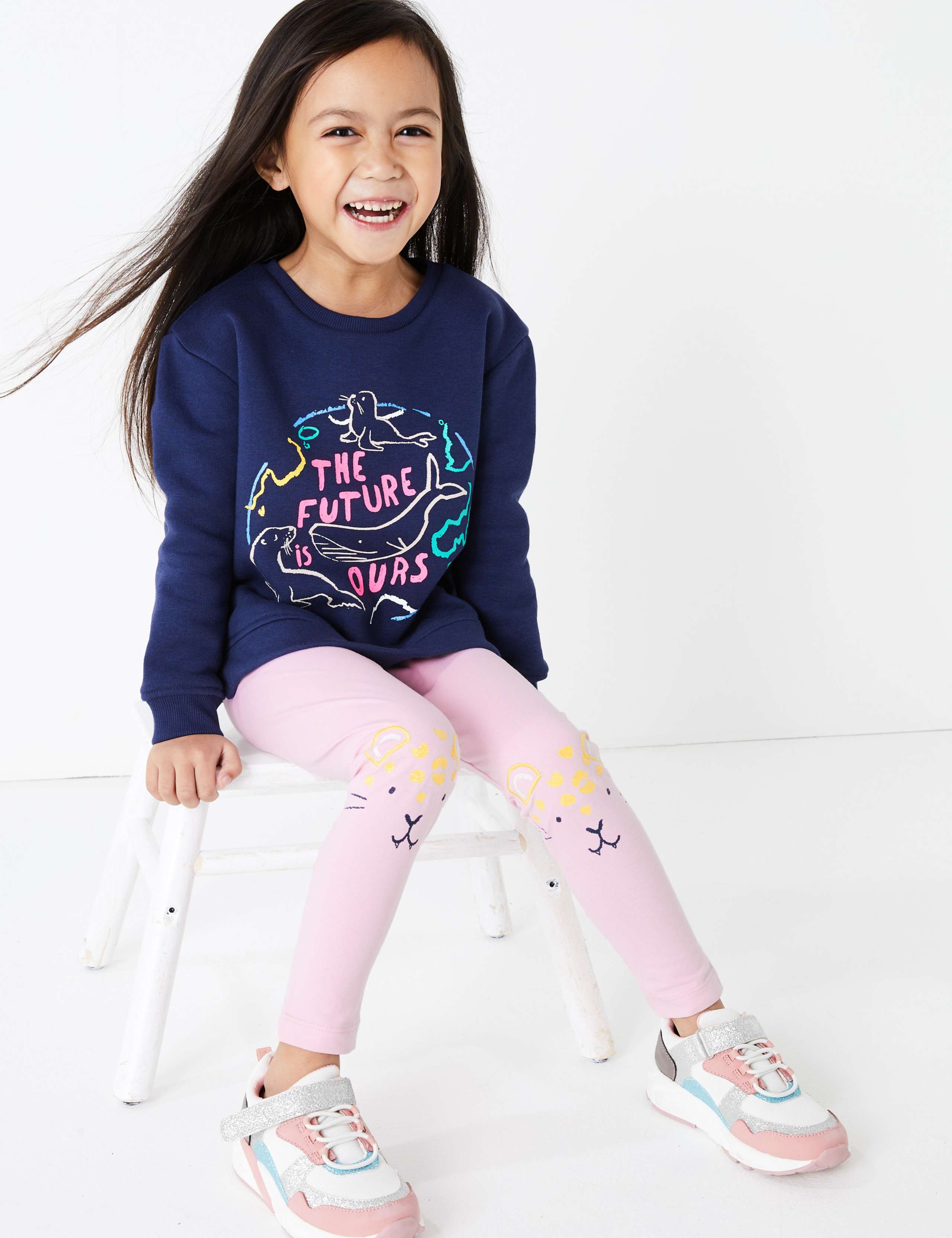 Cotton Rich Leopard Knee Leggings (2-7 Years) 1 of 5